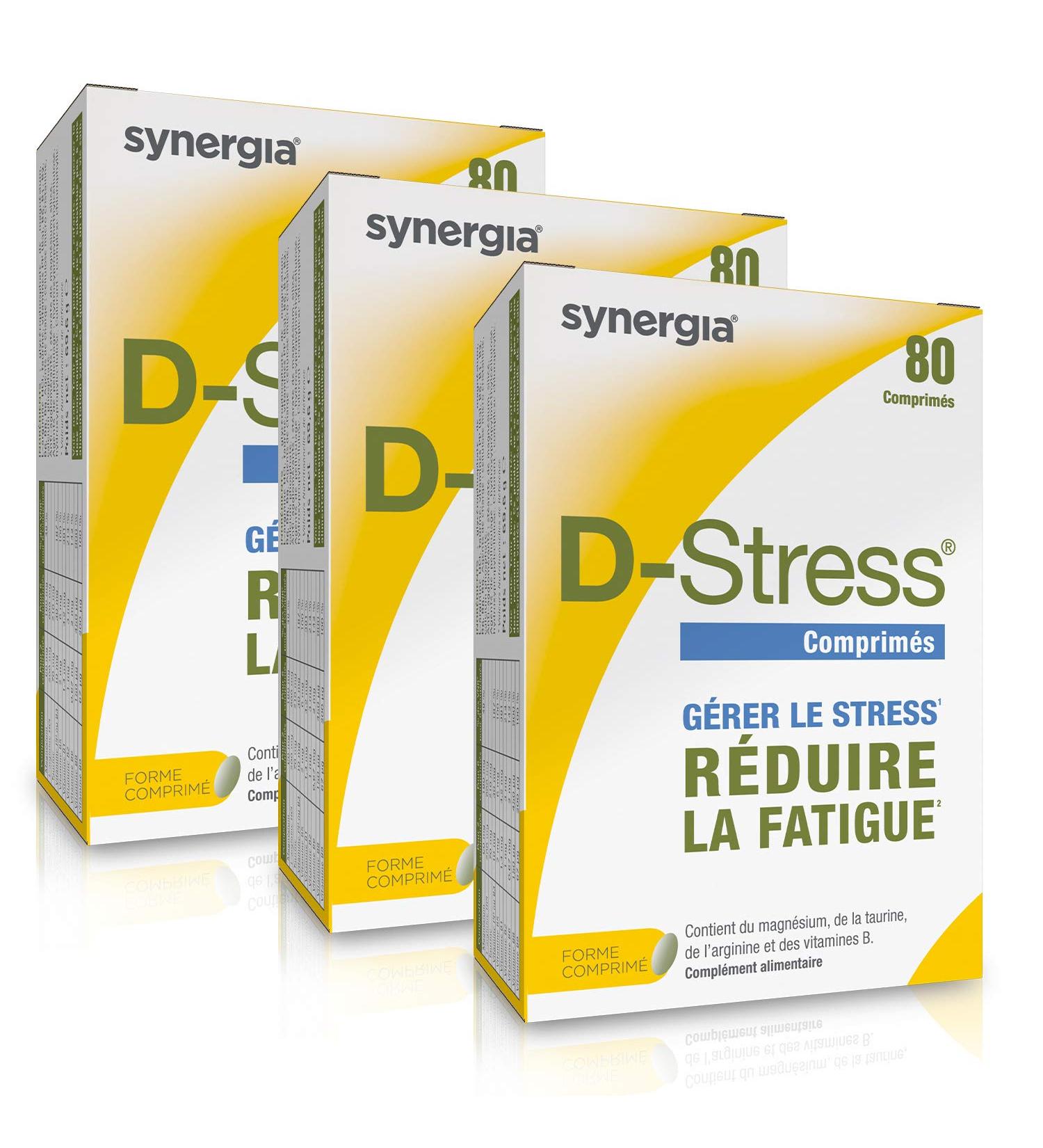 D-STRESS Tablets Pack of 3 + Free Vitamin D | 3rd Generation Magnesium + Taurine + Arginine + B Vitamins | Manages Daily Stress and Reduces Fatigue | SYNERGIA LABORATORY - Buy Online on GoSupps.com