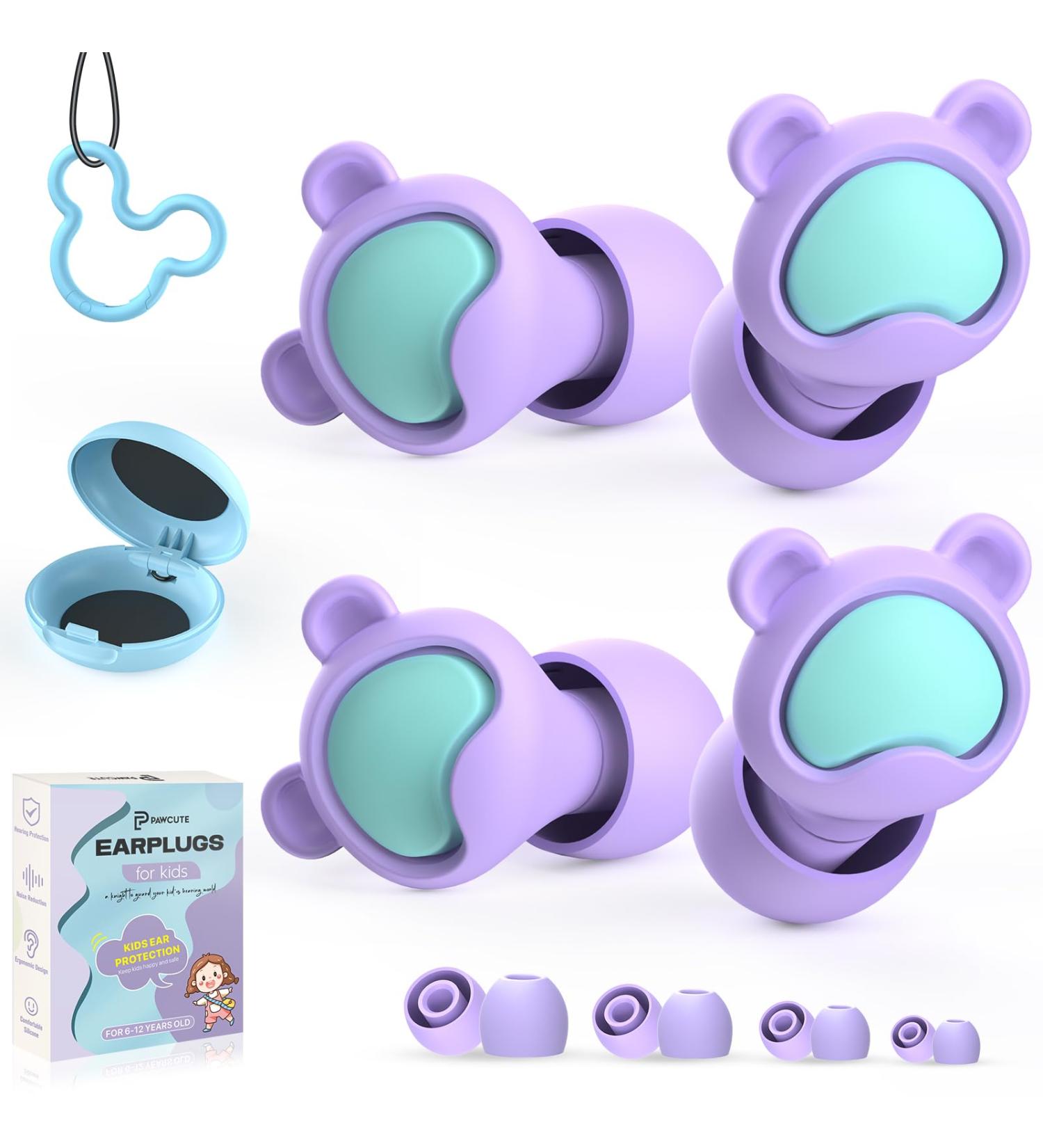 Kids Ear Plugs - Noise Cancelling Earplugs for 6-12 yrs | Reusable Silicone Ear Protection for Concerts Flying and School - 2 Pairs (Purple - Buy Online on GoSupps.com