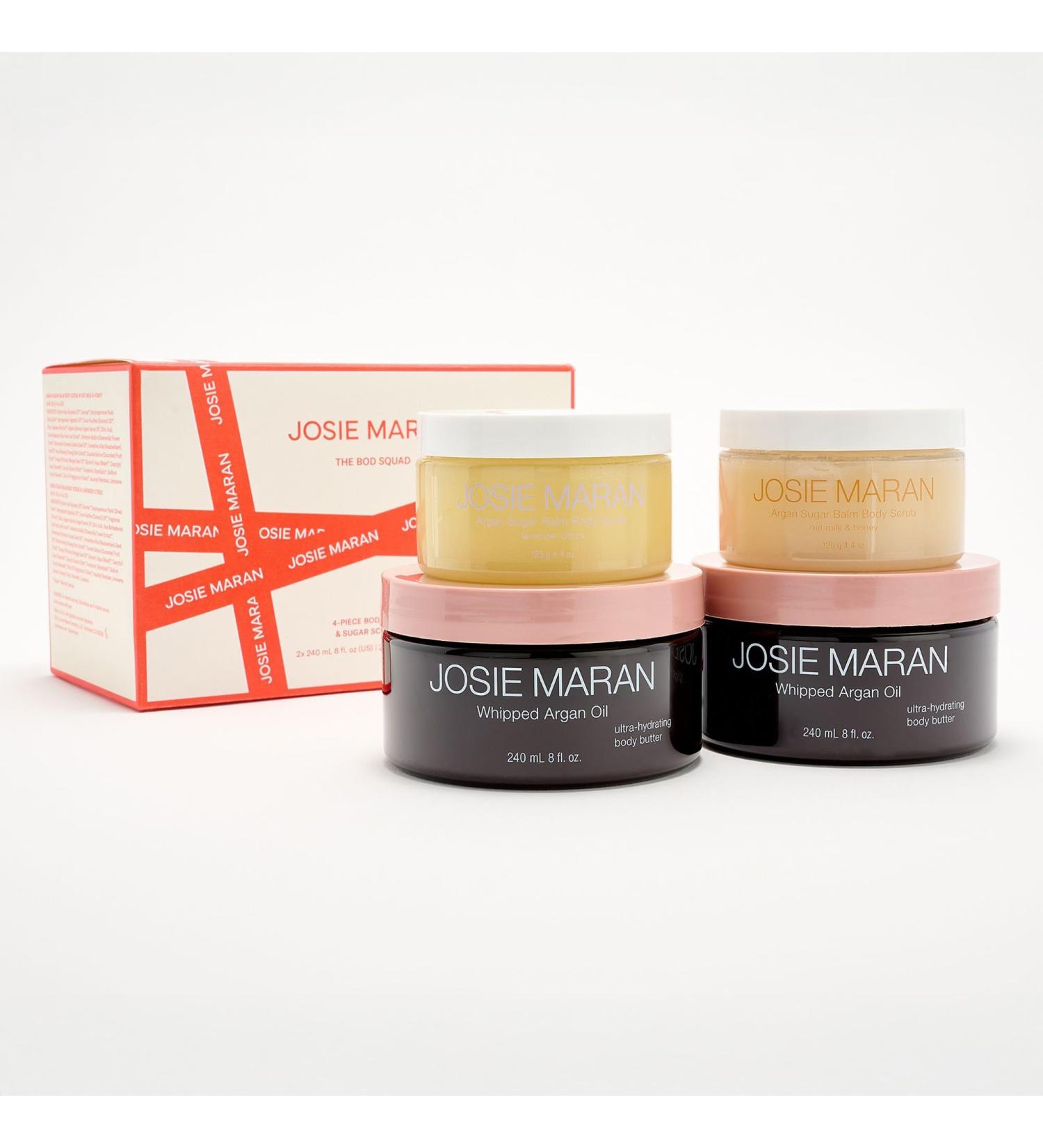 Josie Maran Bod Squad Body Care Set - Includes 2 Argan Sugar Scrubs & 2 Body Butters - Nourishes Skin with Gentle Exfoliation and Intense Hydration - Oat Milk & Honey and Lavender Citrus (4 Count) - Buy Online on GoSupps.com