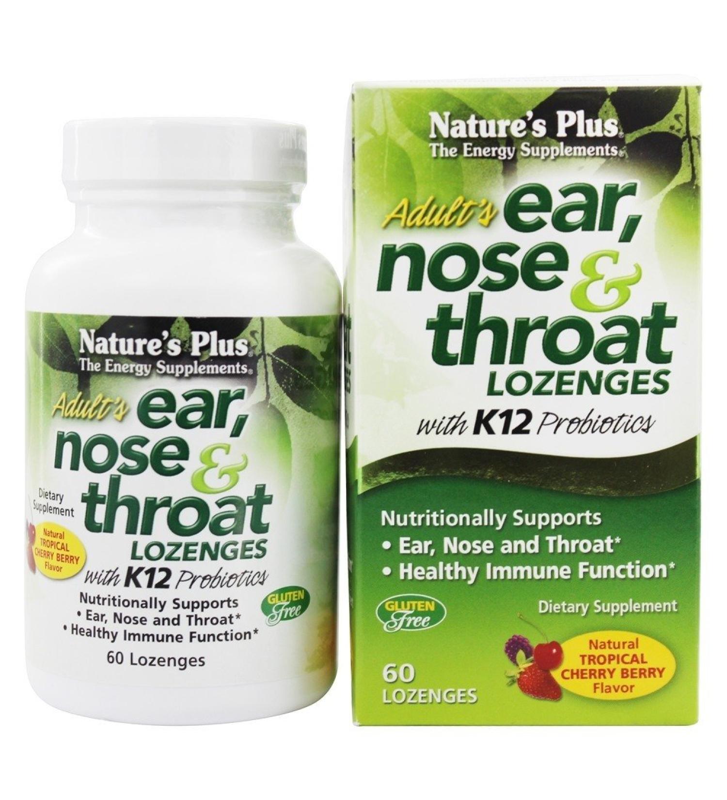 Nature's Plus Adult Ear Nose & Throat Lozenges - Natural Tropical Cherry Berry, 60 Count - Buy Online on GoSupps.com