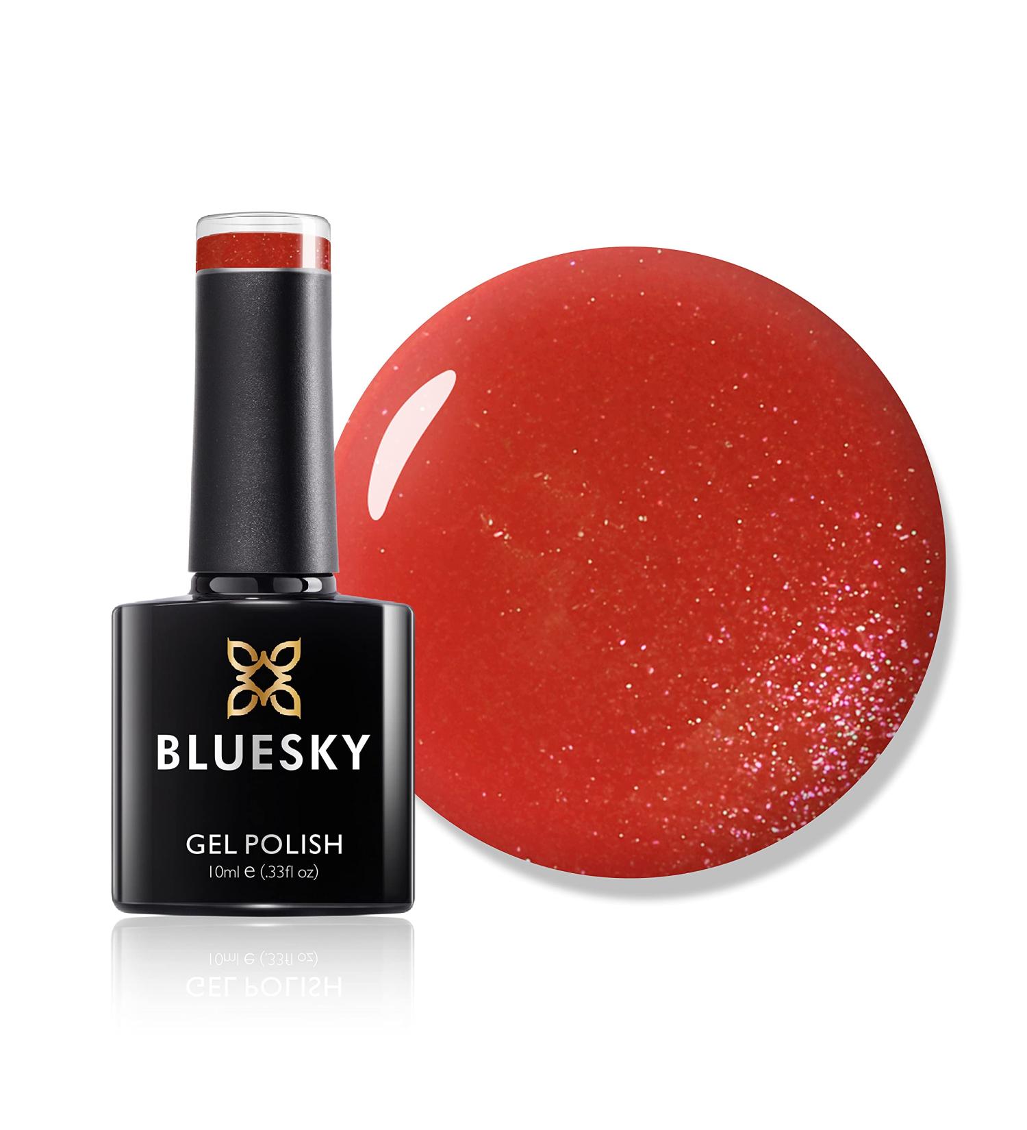 Bluesky Gel Nail Polish Watermelon Lady A004 Bright Burnt Orange Glitter Red Long Lasting Chip Resistant 10 ml (Requires Curing Under UV LED Lamp) - Buy Online on GoSupps.com