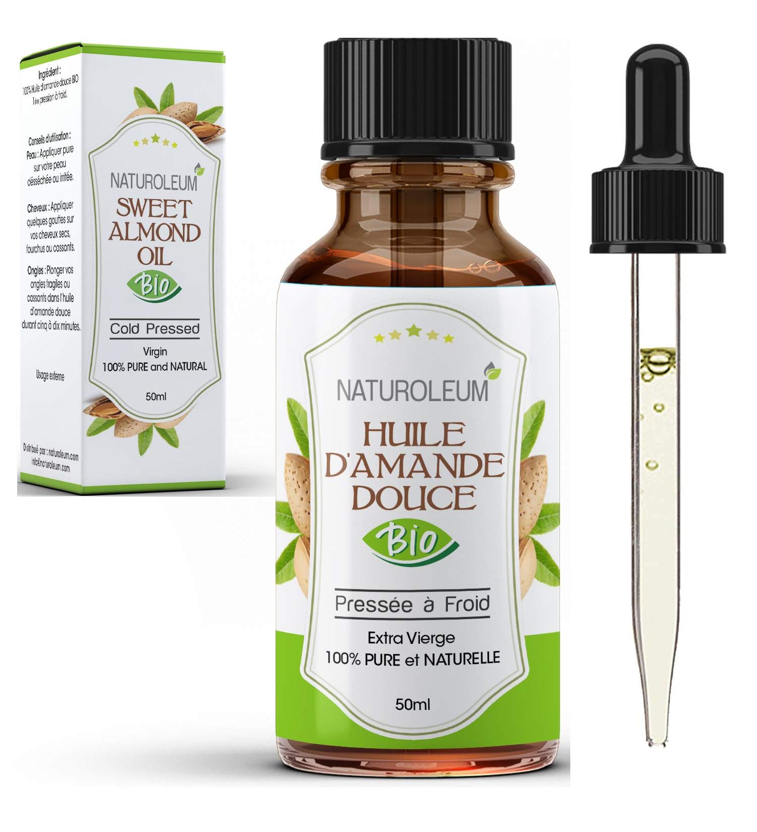 100% ORGANIC SWEET ALMOND OIL Pure and Natural Cold Pressed - Extra Virgin - Body Care Skin Face Hair Vegan (50ml) - Buy Online on GoSupps.com