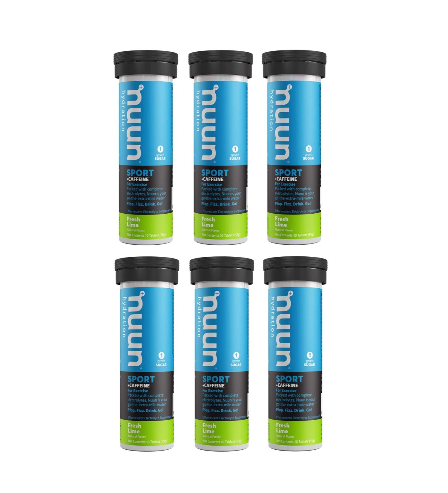 Shop Nuun Energy Fresh Lime Electrolyte + Caffeine Tablets - 6 Tubes of 10 Tabs | International Shipping Available - Buy Online on GoSupps.com