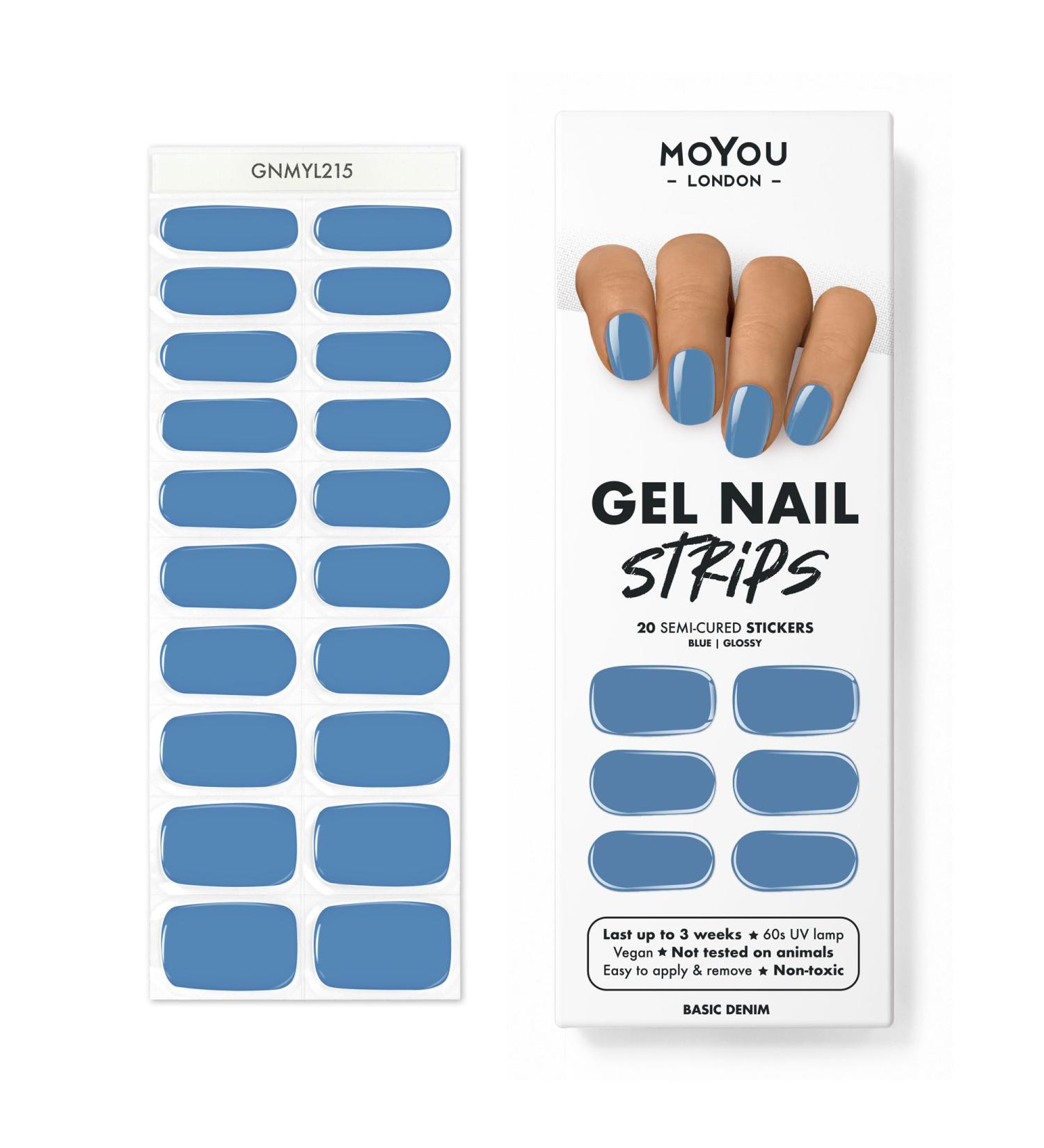 MOYOU LONDON Semi-Cured UV Gel Strips - 20 Pieces | Salon Quality Basic Denim Gel Nail Foils for Manicure - International Shipping Available - Buy Online on GoSupps.com