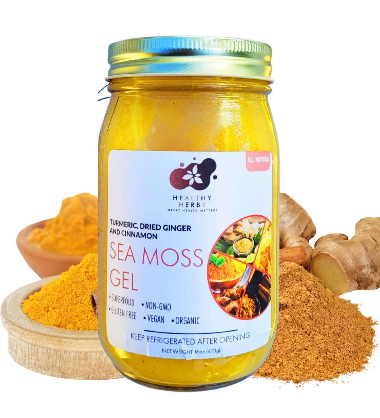 St Lucia Gold Sea Moss Gel (16 oz) with Turmeric, Ginger, Cinnamon - Natural Vitamins, Minerals, Antioxidants - Buy Online on GoSupps.com