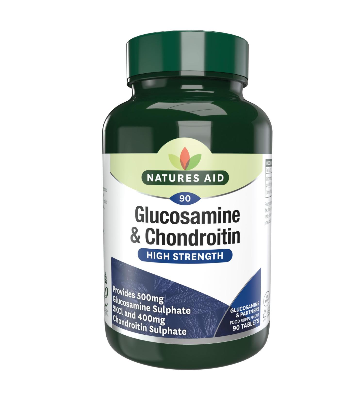 Natures Aid Glucosamine 500 mg + Chondroitin 400 mg 90 Tablets - Buy Online on GoSupps.com