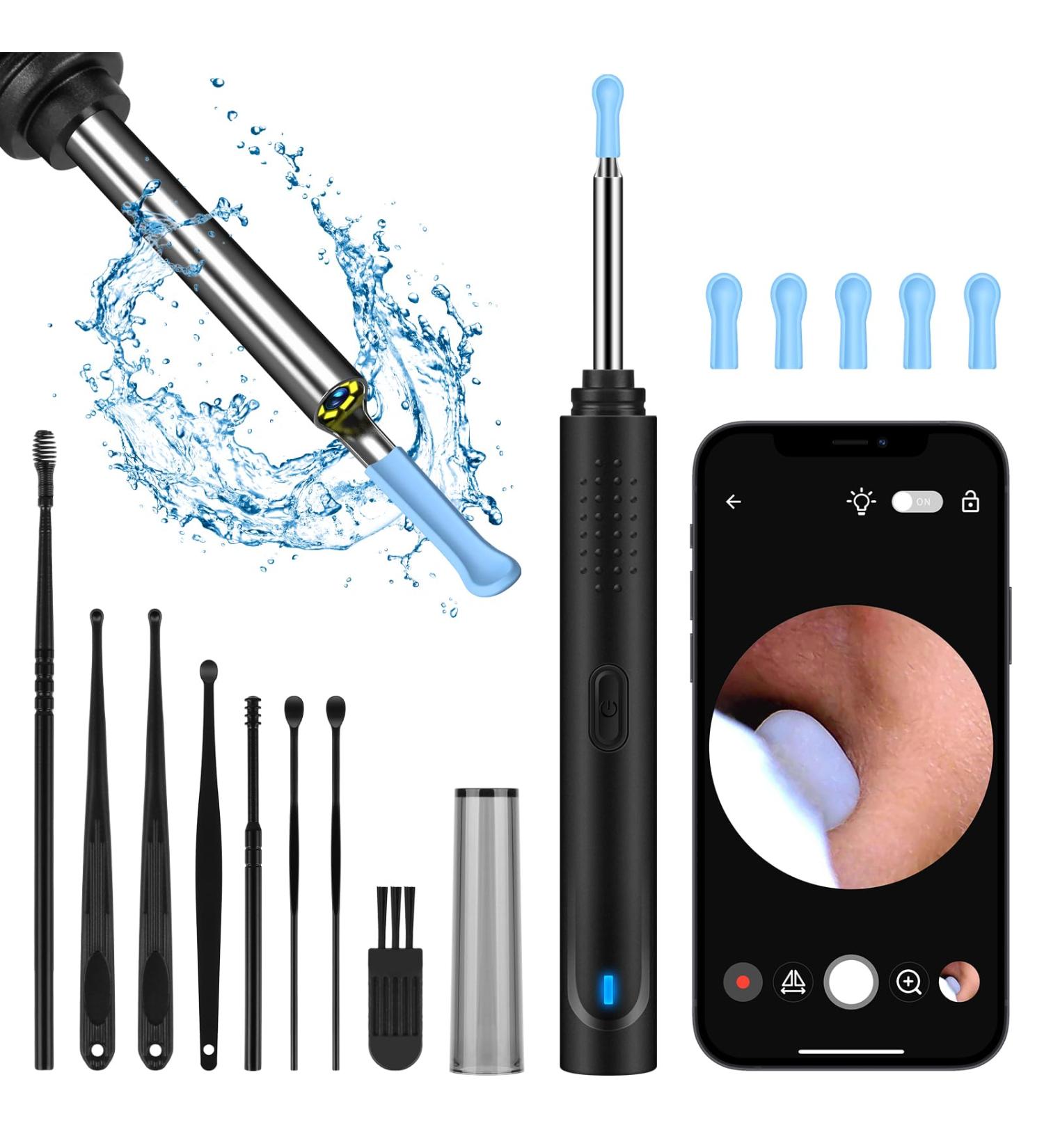Blumway 1080p HD WiFi Ear Wax Removal Otoscope Kit - 6 LED Ear Cleaner for Adults Kids & Pets - 8 Piece Manual Ear Set Compatible with Smart Devices - Buy Online on GoSupps.com