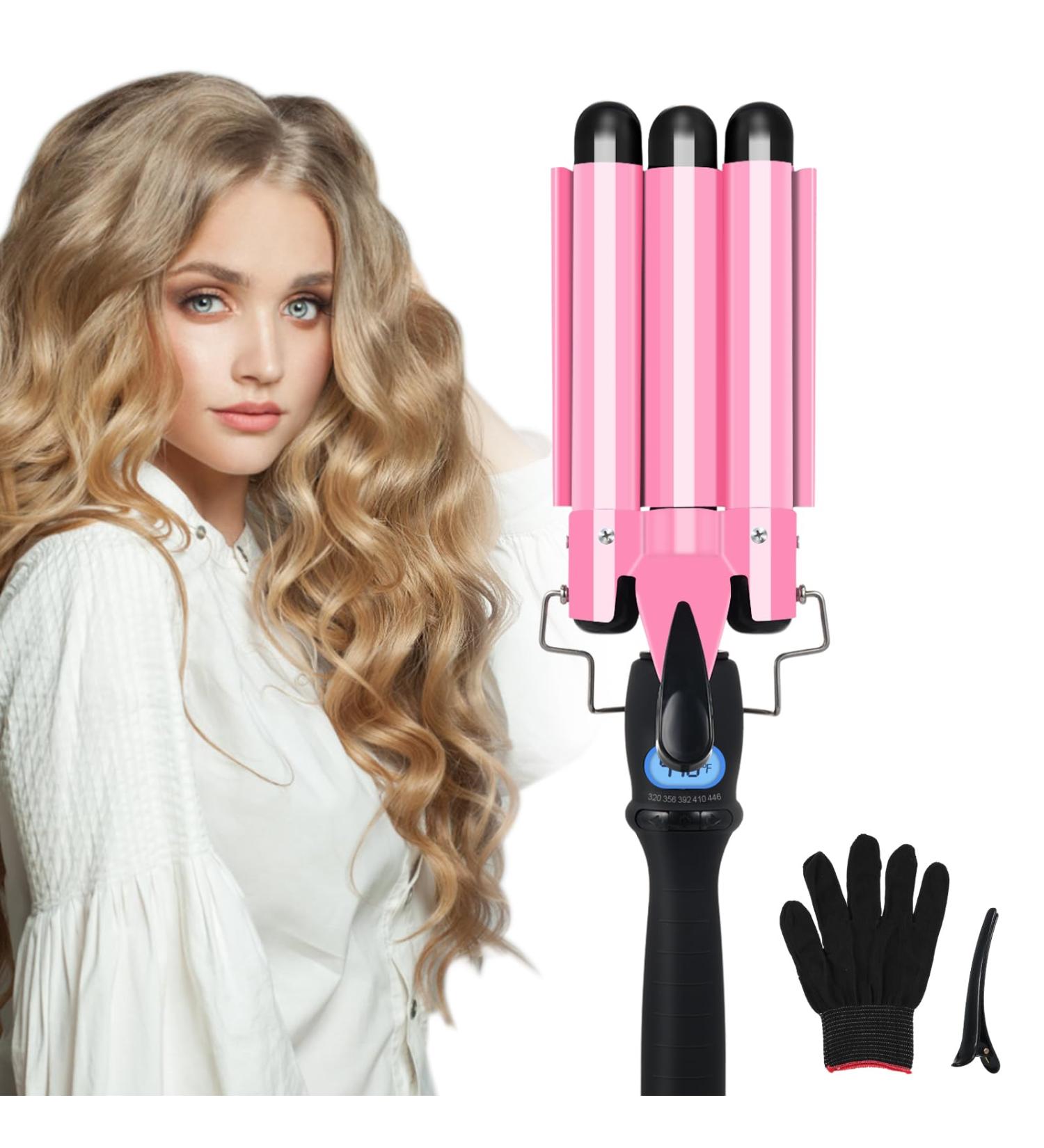 3 Barrel Curling iron Hair Waver Pretfy 22mm Professional Ceramic Hair Curler with Temperature Control 15s Fast Heating Triple Barrel Crimper Wand for Waving Hair Dual Voltage - Buy Online on GoSupps.com