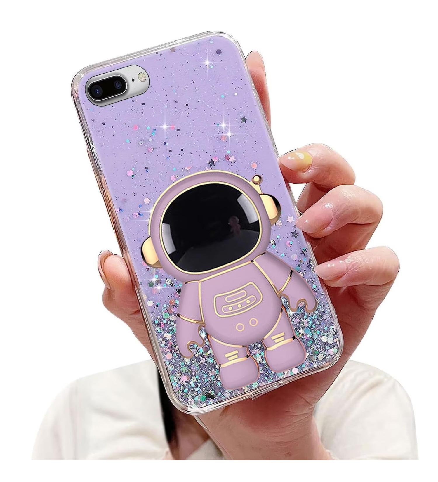 Buy Tivenfezk Astronaut Hidden Stand Cover for iPhone 7 Plus/8 Plus - Glitter Soft Silicone Protective Case - Purple Bling Design - Buy Online on GoSupps.com