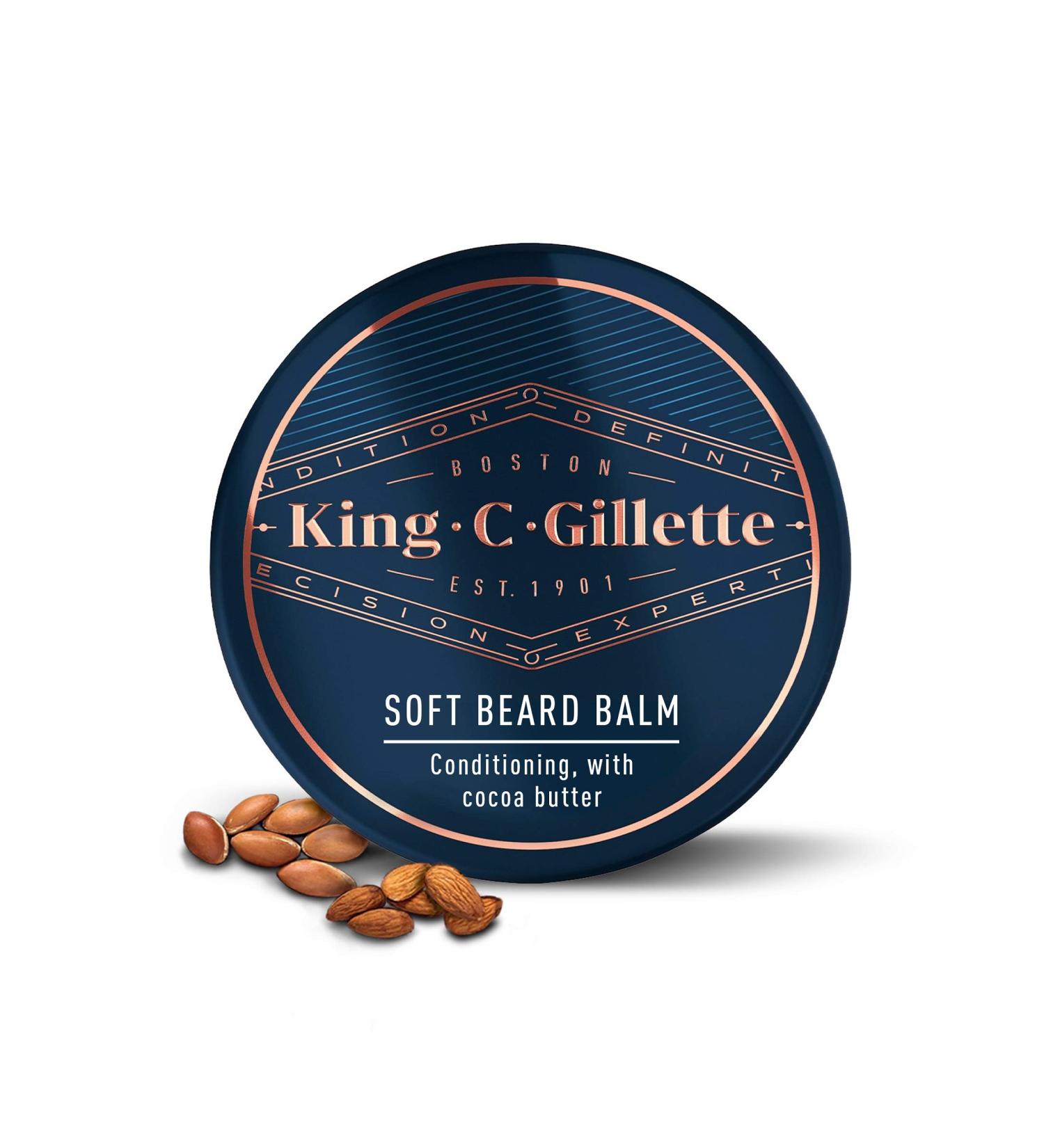 King C. Gillette Soft Beard Balm - Deep Conditioning with Cocoa Butter, Argan Oil, Shea Butter - Buy Online on GoSupps.com