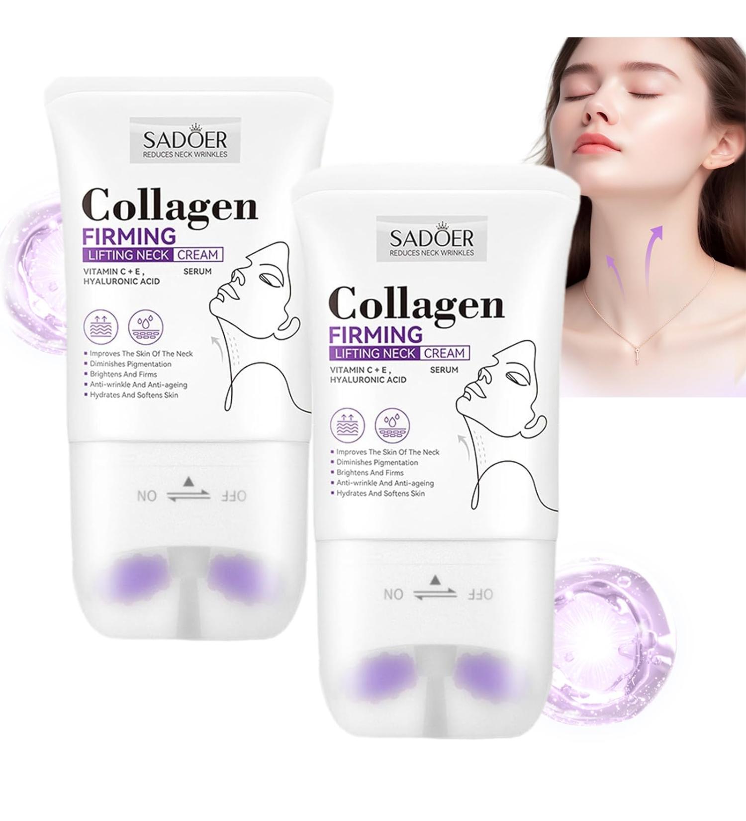 Sadoer Face & Neck Collagen Cream | Korean Firming & Lifting Neck Roller | Anti-Wrinkle Cream for Youthful Skin - Shop Now - Buy Online on GoSupps.com