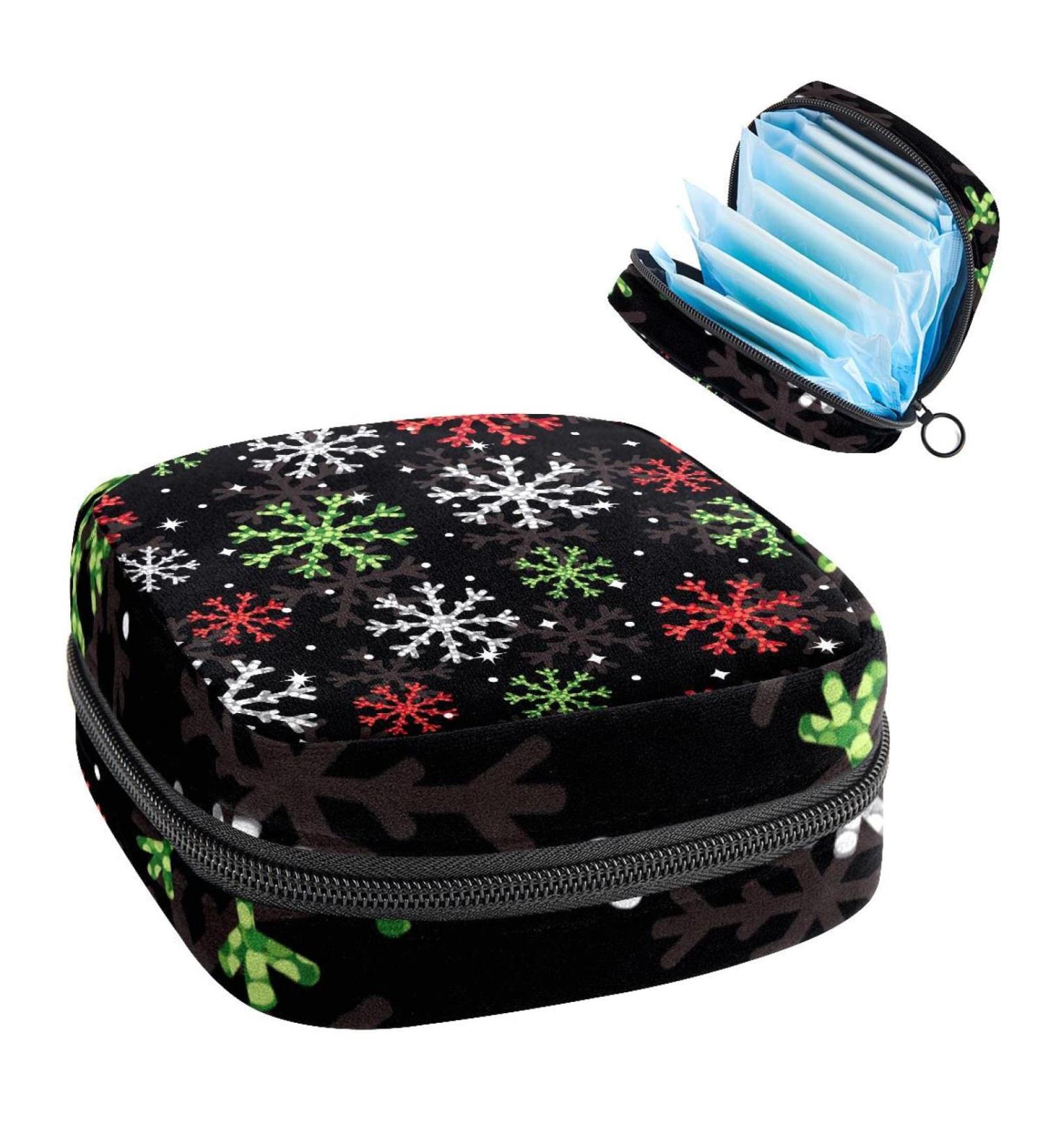 Christmas Colorful Snowflake Menstrual Cup Bag | Portable Period Pocket for Women & Teens - Buy Online on GoSupps.com