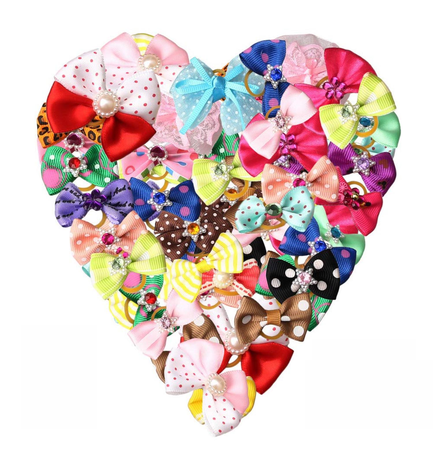 pengxiaomei 50 PCS Dog Hair Bows Pet Hair Bows Tie Puppy Rubber Bands Hair Grooming Accessories - Buy Online on GoSupps.com