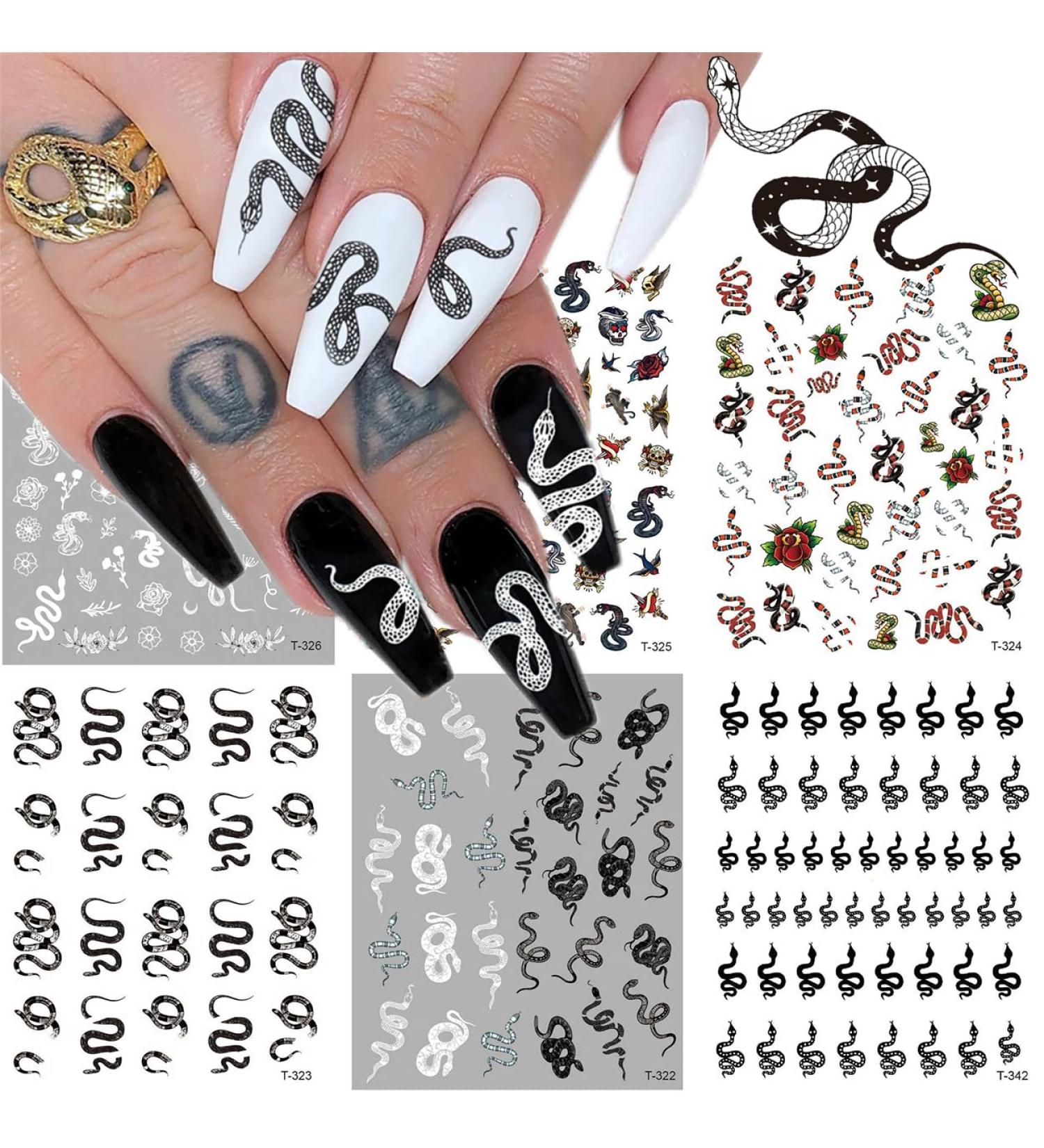 Snake Nail Art Stickers Decals - Self-Adhesive 3D Design for Acrylic Nails - Manicure Decoration and DIY Nail Art Supplies - Buy Online on GoSupps.com