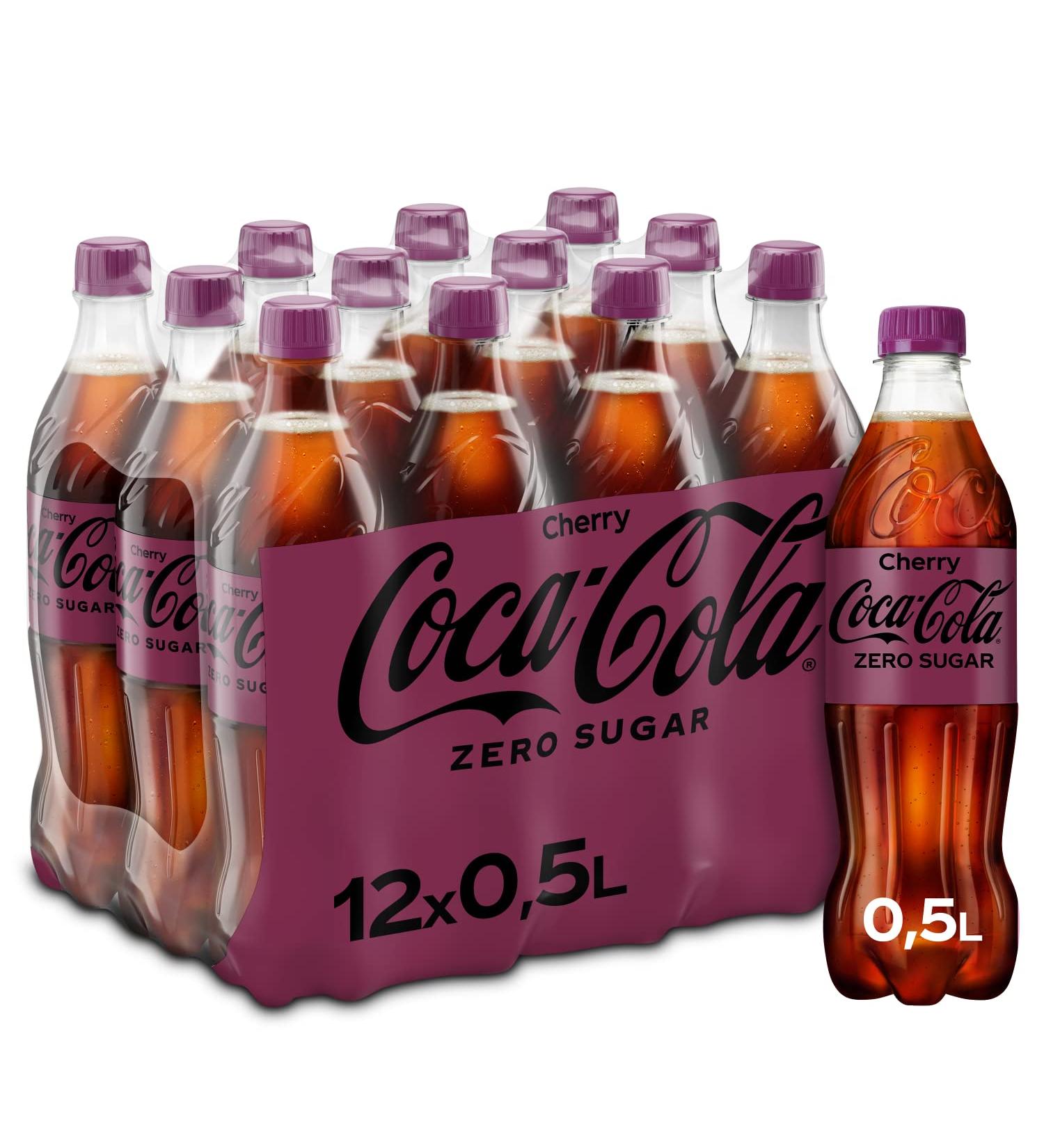 Coca -Cola Zero Sugar Cherry - fruity soft drink with cherry taste - without sugar and without calories - caffeine soft drink in disposable bottles (12 x 500 ml)