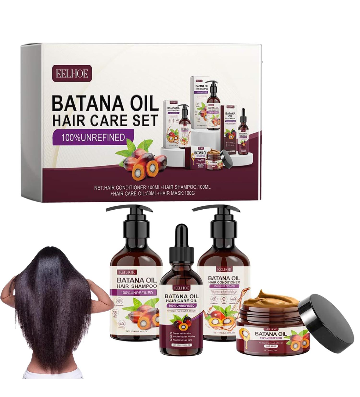 Batana Oil Volumizing Hair Care Set | Nourish & Repair Frizzy Hair - Shampoo Conditioner Mask & Oil - Travel Size for Men & Women - Buy Online on GoSupps.com
