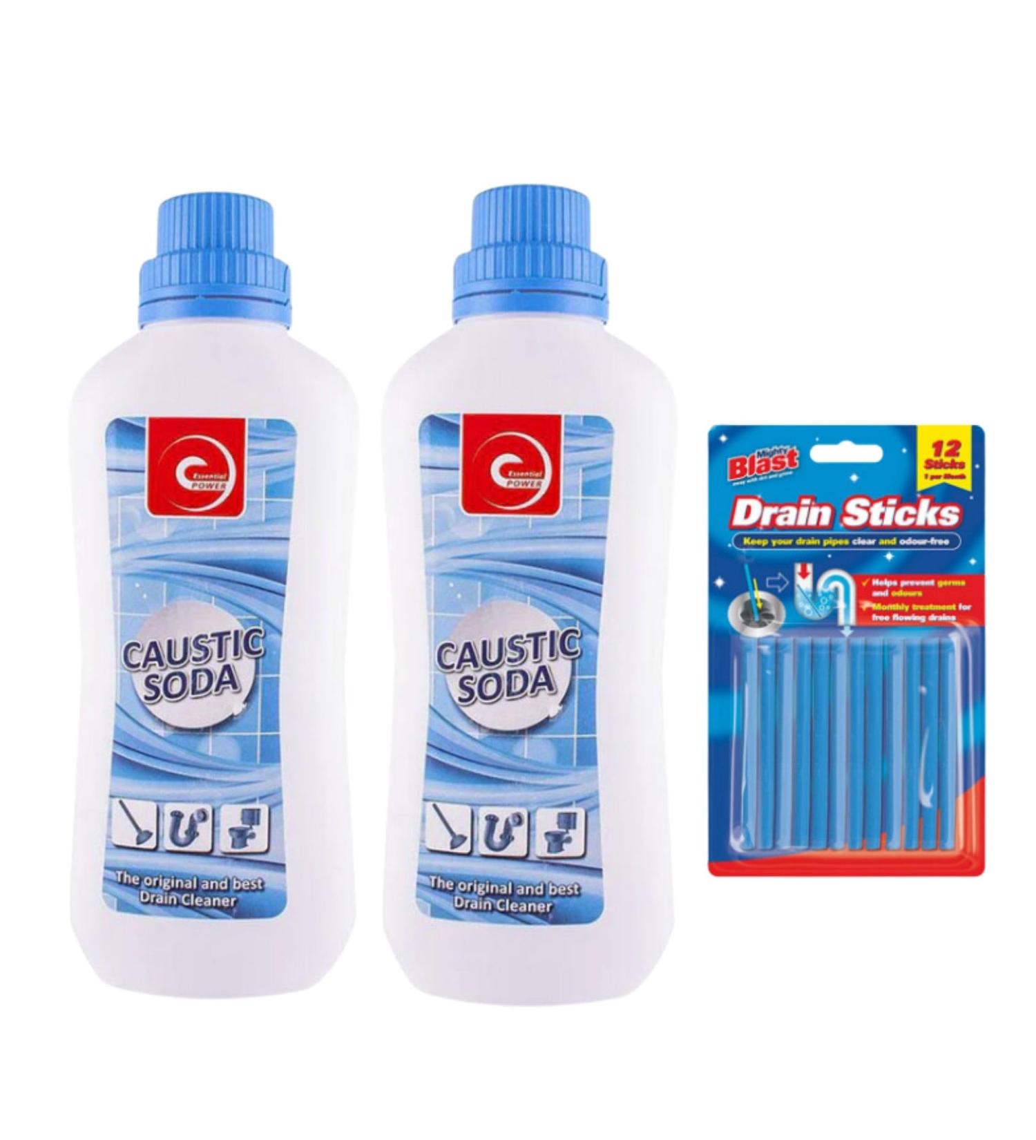 Drain and Plug Unblocker Effectively Removes Blockages Liquid Cleaner for Blocked Drain Pipes in Sinks or Shower Traps -2 x 350ml & 12 Pack Drain Sticks - Buy Online on GoSupps.com