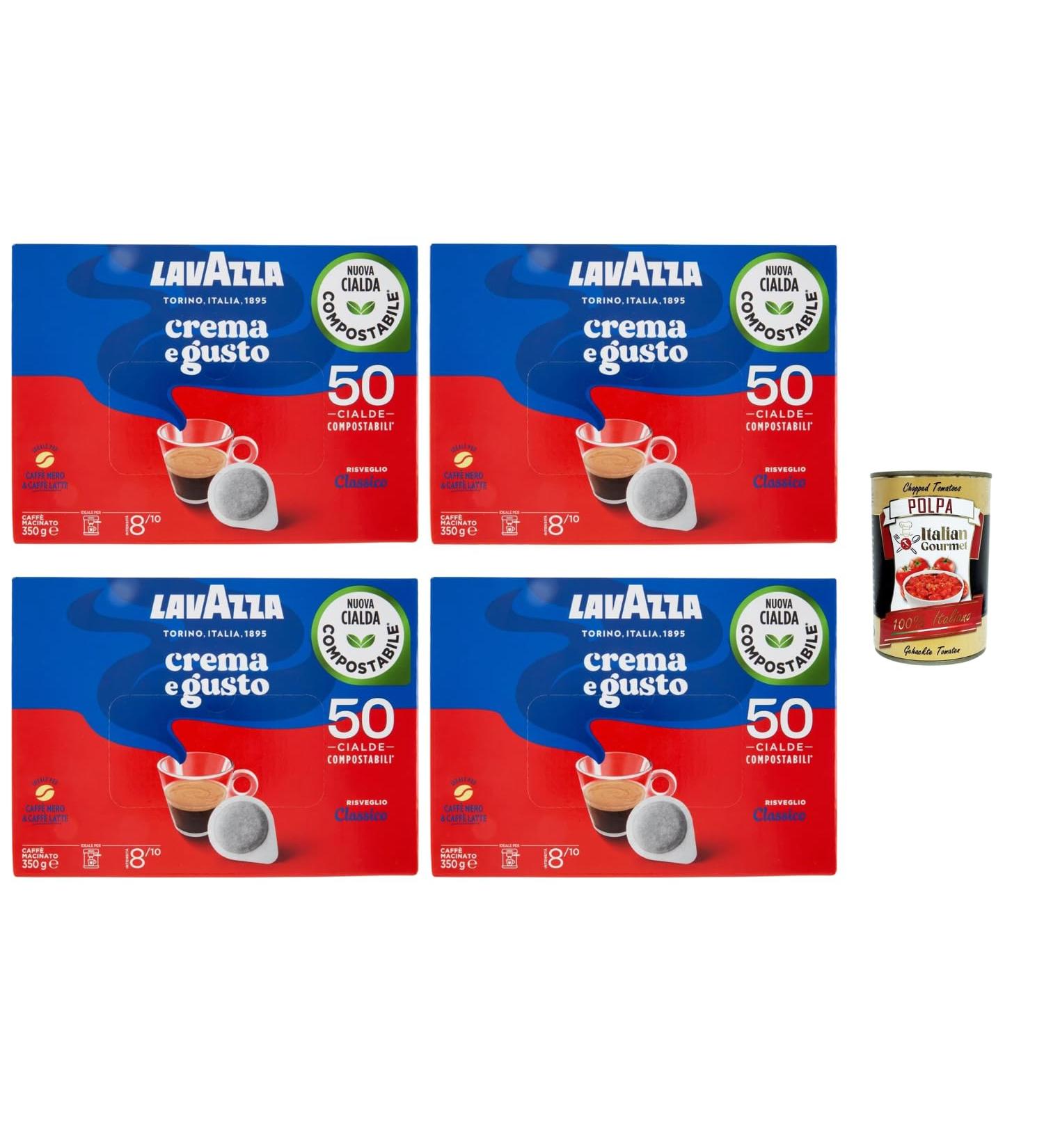 Italian Gourmet Dosettes de Caf Lavazza Crema e Gusto Risveglio Classico 4 x 50 dosettes compostables (Total 200) 4 x 350 g caf italien intense pour expresso + Italian Gourmet Polpa - Buy Online on GoSupps.com