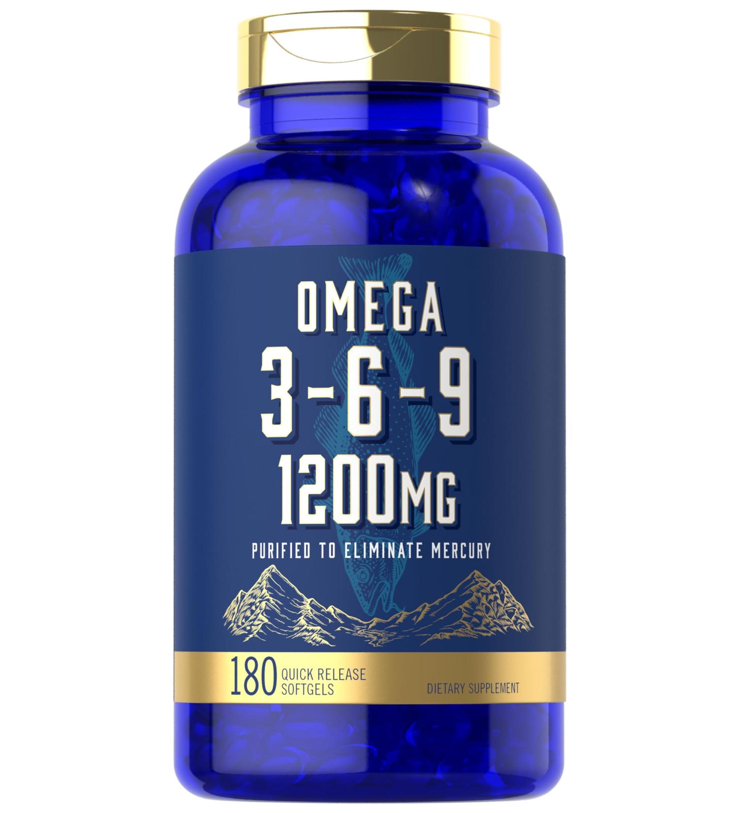 Carlyle Omega 3-6-9 1200mg Softgels | Triple Omega Fish Flaxseed & Borage Oil Supplement | Non-GMO & Gluten Free | 180 Capsules for Heart & Joint Health - Buy Online on GoSupps.com