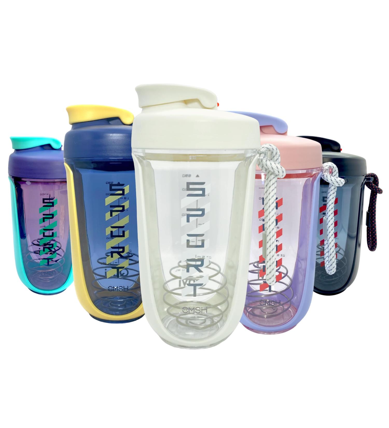 Qavi Protein Shaker Bottle With Stainless Steel Mixing Wire Ball and Rope Premium Shaker Made of Tritan Materiel BPA Free Durable Leakproof And Odourless | 590ml White - Buy Online on GoSupps.com