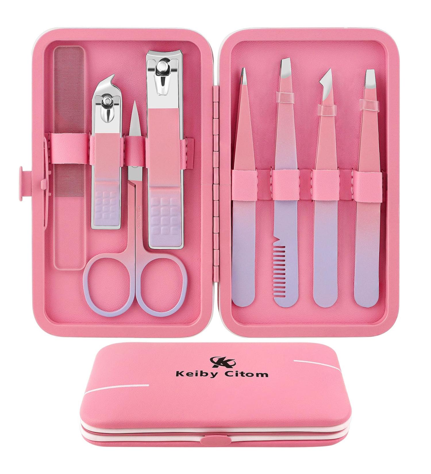 8-Piece Precision Tweezers Set for Facial Hair Removal - Pink | Eyebrow Plucker for Women and Men - Includes Nail Clipper for Ingrown Hair Removal - Buy Online on GoSupps.com