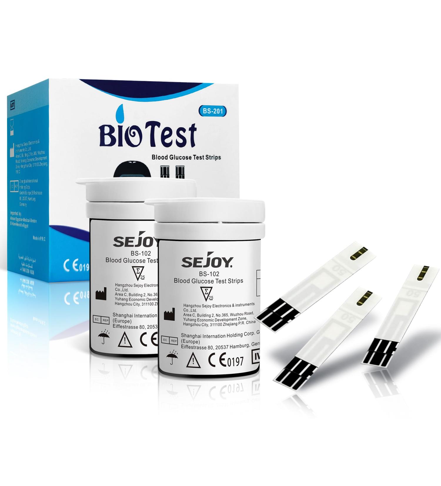 Sejoy Diabetes Test Strips Blood Glucose Test Strips x 100 Blood Glucose Strips Blood Sugar Test Strips for UK Diabetics in mmol/L Test Strips for BG-201/BG-202/BG-203 Blood Glucose Monitor 100 Test Strips