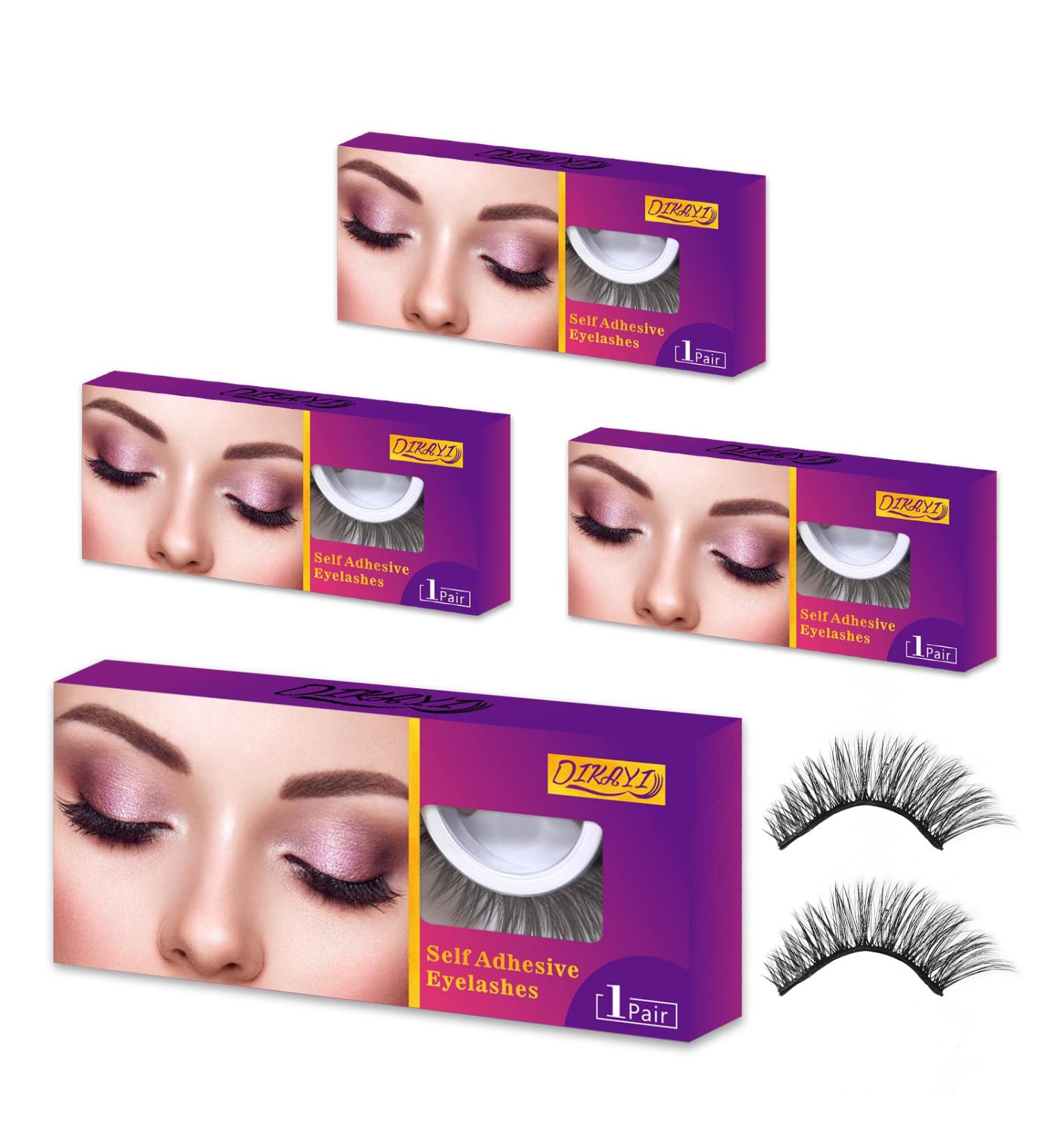Reusable Self-Adhesive False Eyelashes - 4 Pairs | No Glue Needed | Natural Look in 3 Secs | Waterproof & Lasting | Gift for Women - Buy Online on GoSupps.com