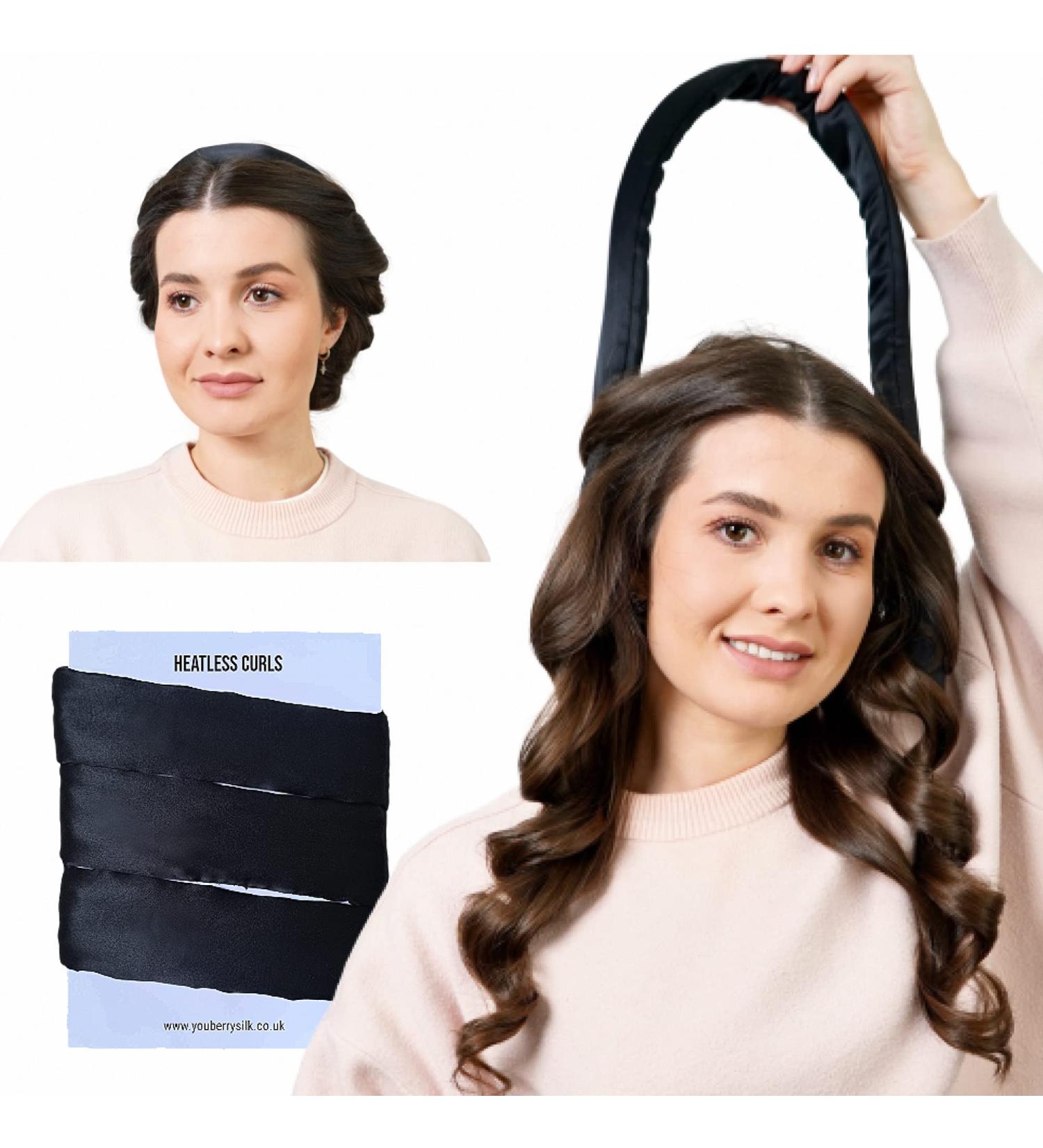 Youberry Silk Heatless Curls - 100% Mulberry Silk Curlers Headband for Long and Medium Hair (Black) - Buy Online on GoSupps.com