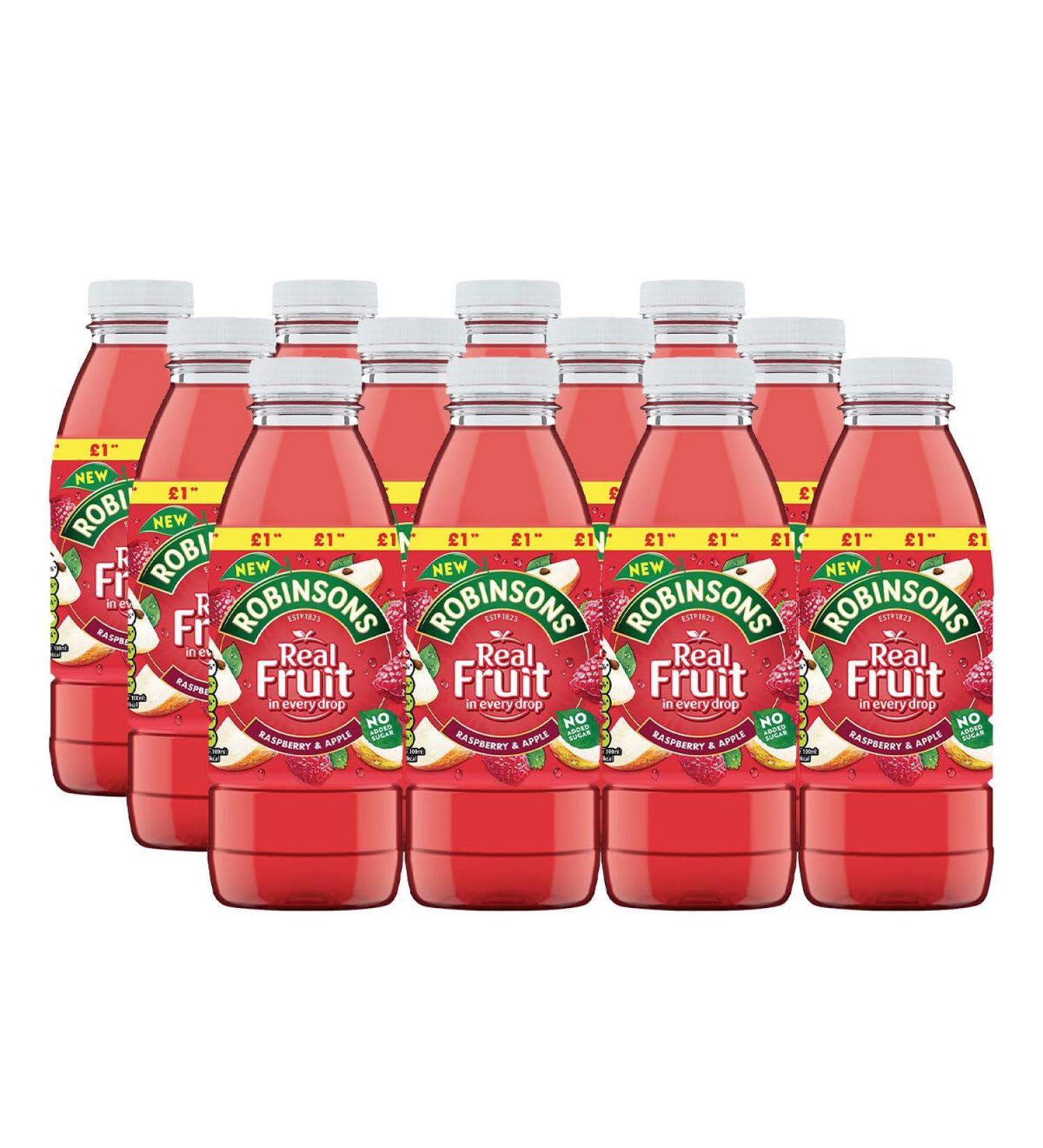 Robinsons Real Fruit Ready To Drink Juice Drink 12 x 500ml (Apple & Raspberry) Apple & Raspberry 500 ml (Pack of 1)