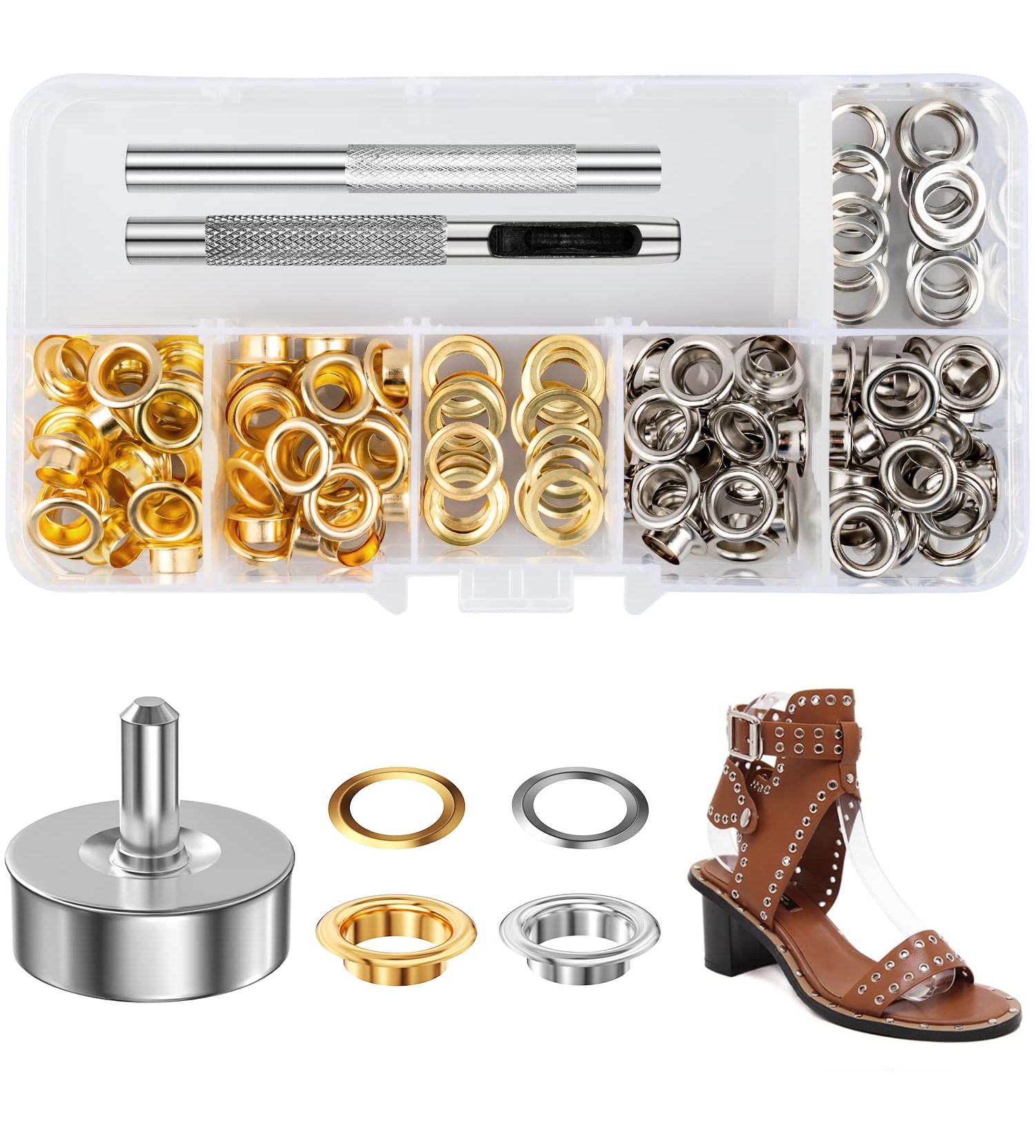 100 Sets 1/4 Inch Tiny Grommets Eyelets for Clothing, Paper Crafting, Leather Craft - Silver & Gold Options - Buy Online on GoSupps.com