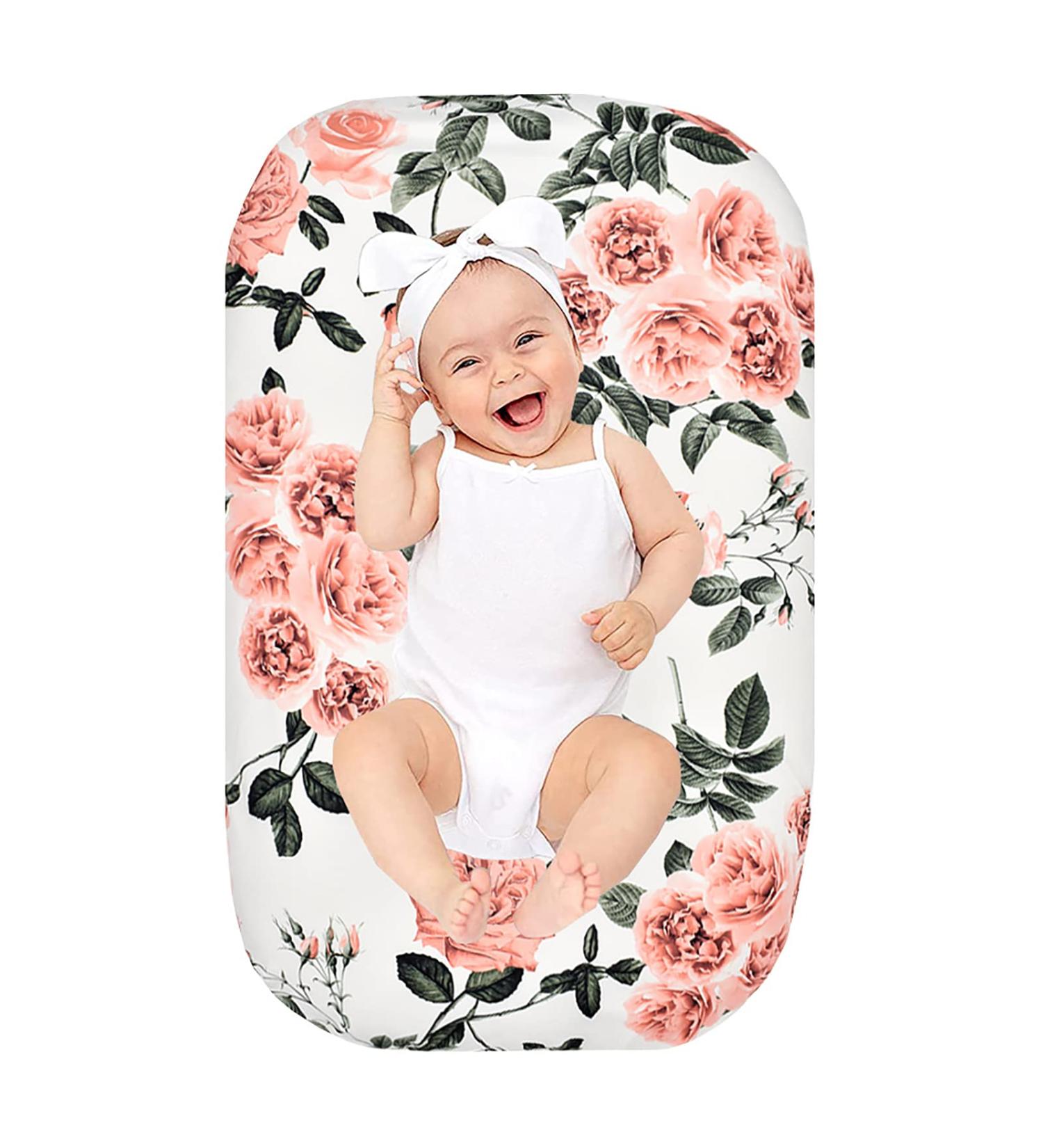 Floral Newborn Lounger Cover - Washable Soft Slipcover for Baby Boys Girls | Eurobuy Baby Loungers Cover (Lounger not Included) - Rose Pattern - Buy Online on GoSupps.com