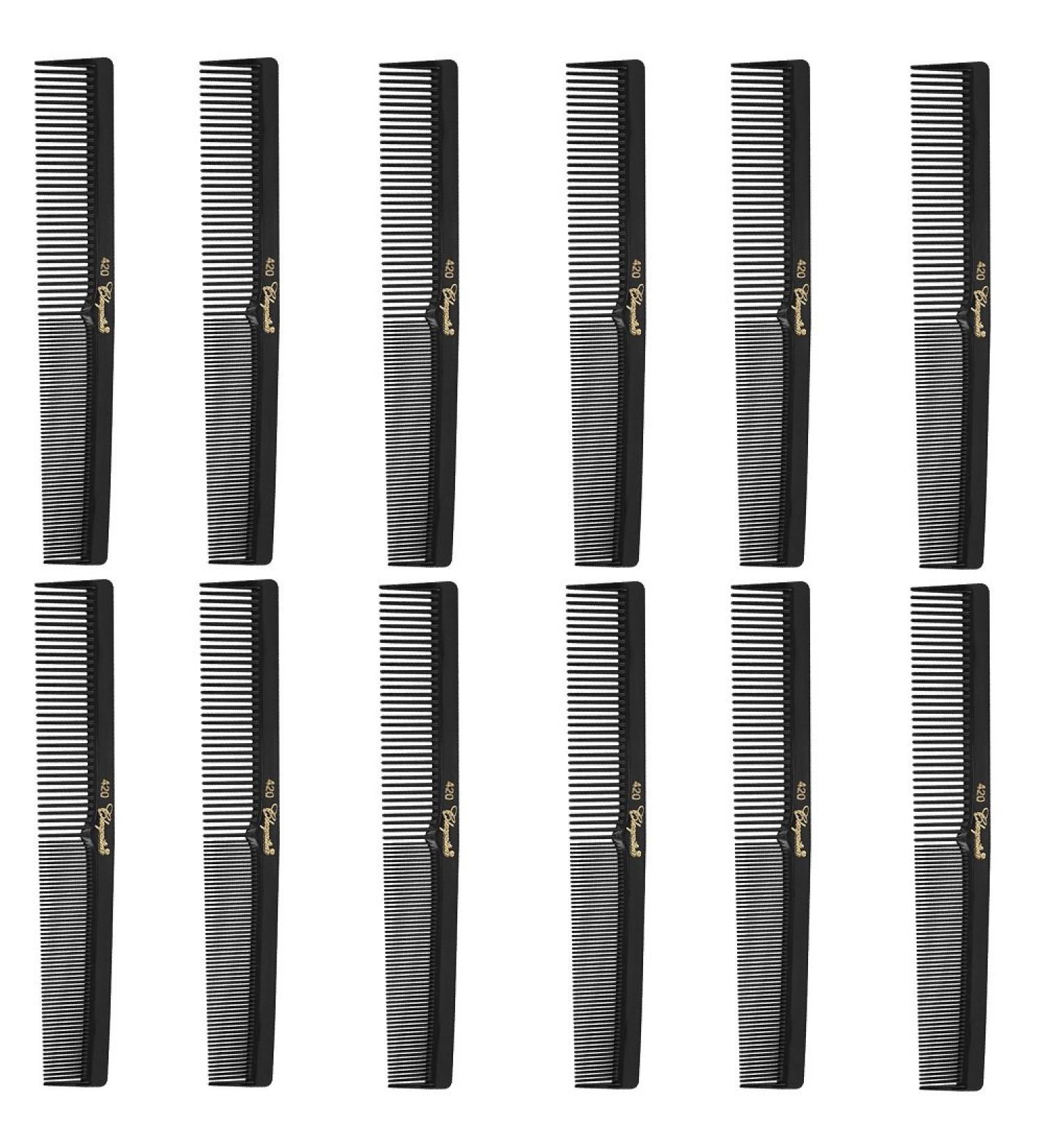 Krest Cleopatra 420 7 Flat Square Back Barber Hair Comb (12 Pack)