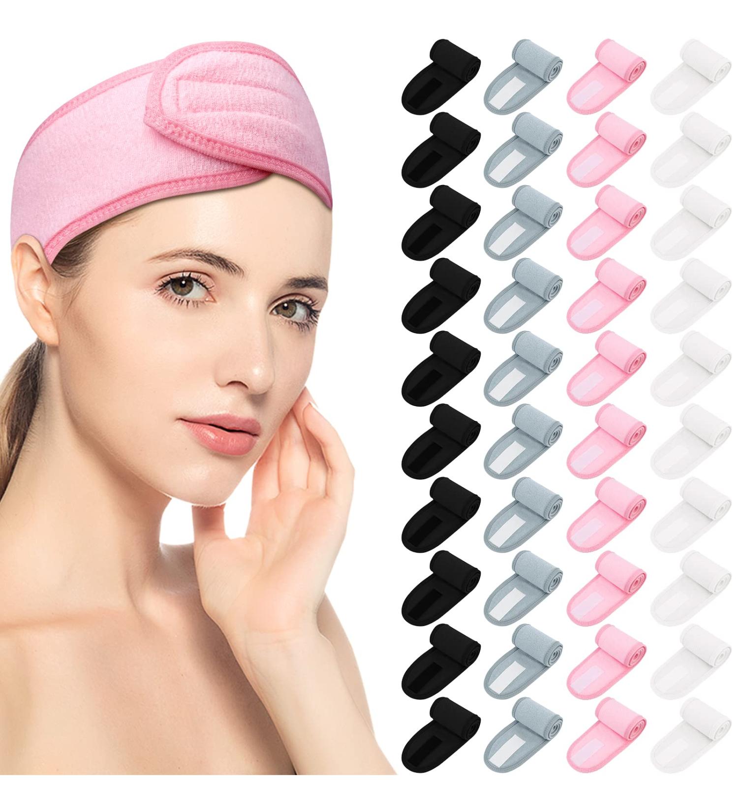 SOKOSEY Spa Headband 40 Pack - Adjustable Terry Cloth Headband for Makeup, Spa, Shower, Sports, Yoga - White, Black, Pink, Gray - Buy Online on GoSupps.com