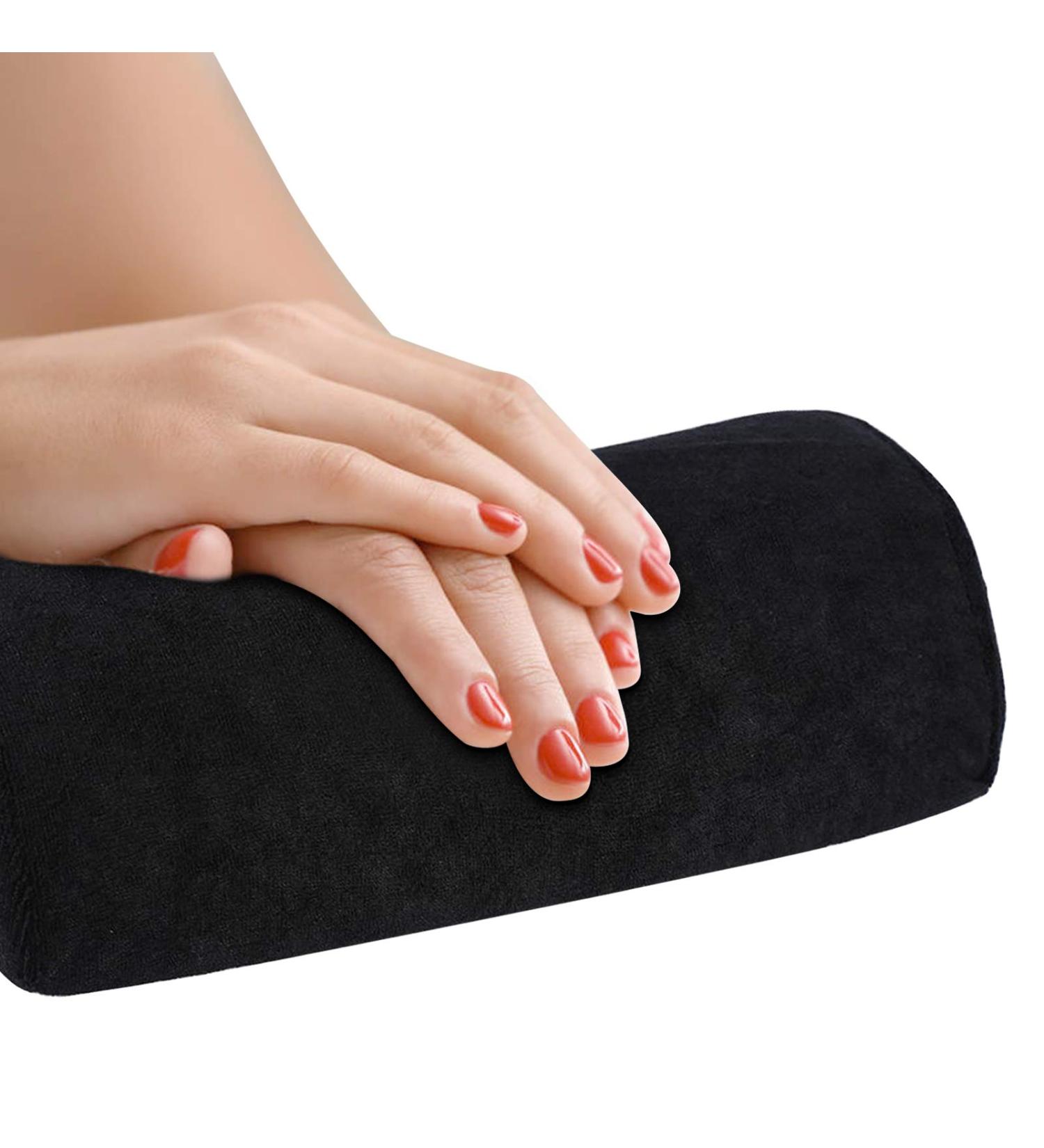 Soft Sponge Nail Art Hand Cushion - Salon Table Mat Holder Pad with Detachable Arm Rest - Manicure Tool (Black) - Buy Online on GoSupps.com