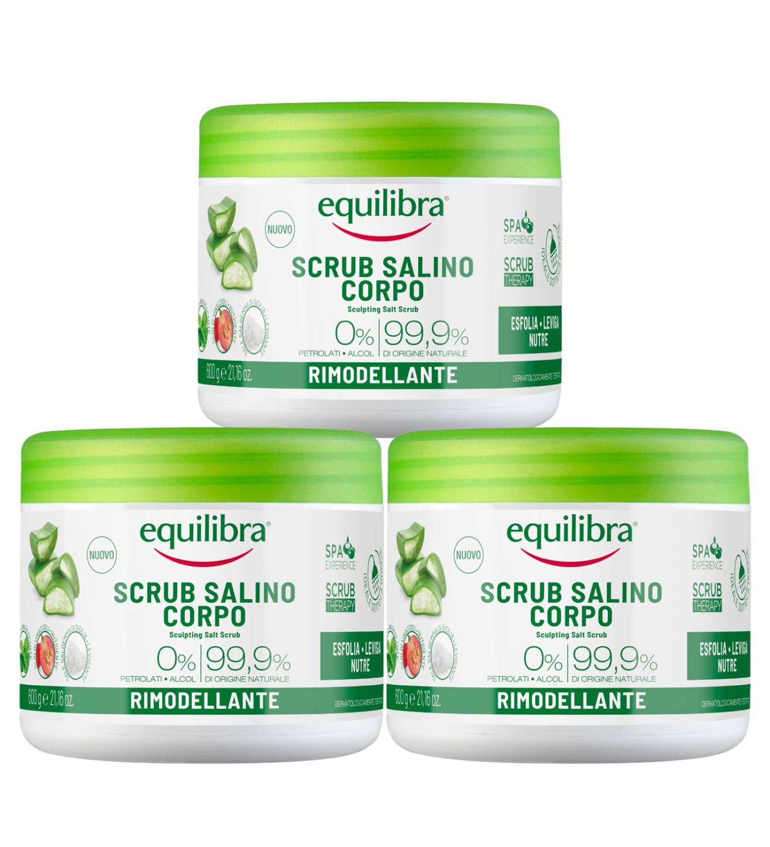  Equilibra Equilibra Nourishing Exfoliating Body Scrub with Sea Salts Natural Oils and Plant Extracts with 99.9% Naturally Derived Ingredients - 3 x 600g Jars - Buy Online on GoSupps.com