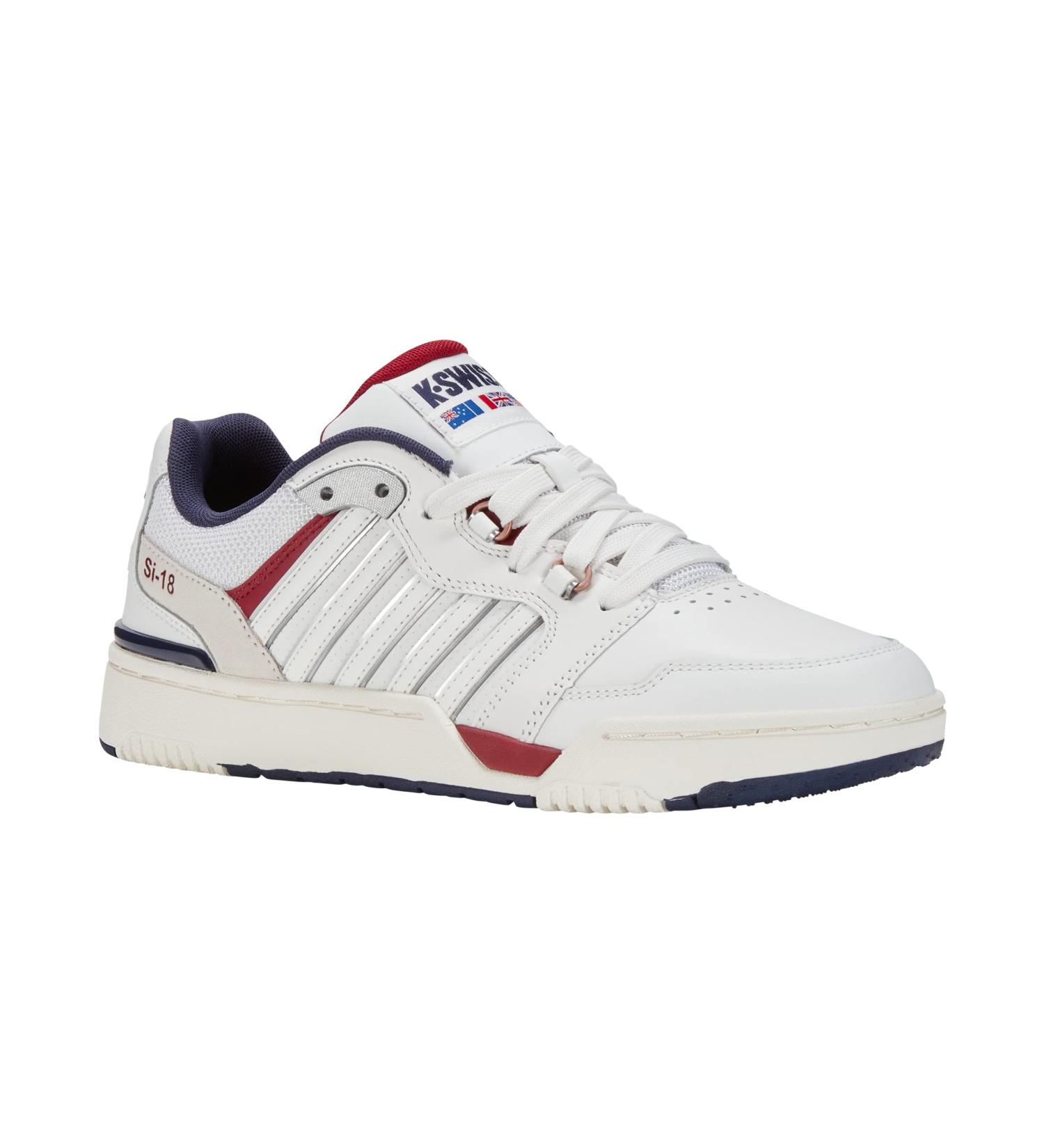 K-Swiss Men's Si-18 Rival Tennis Shoes - White Sneakers (EU 45) | Brilliant White & Tibetan Red Peacoat - International Shipping Available - Buy Online on GoSupps.com