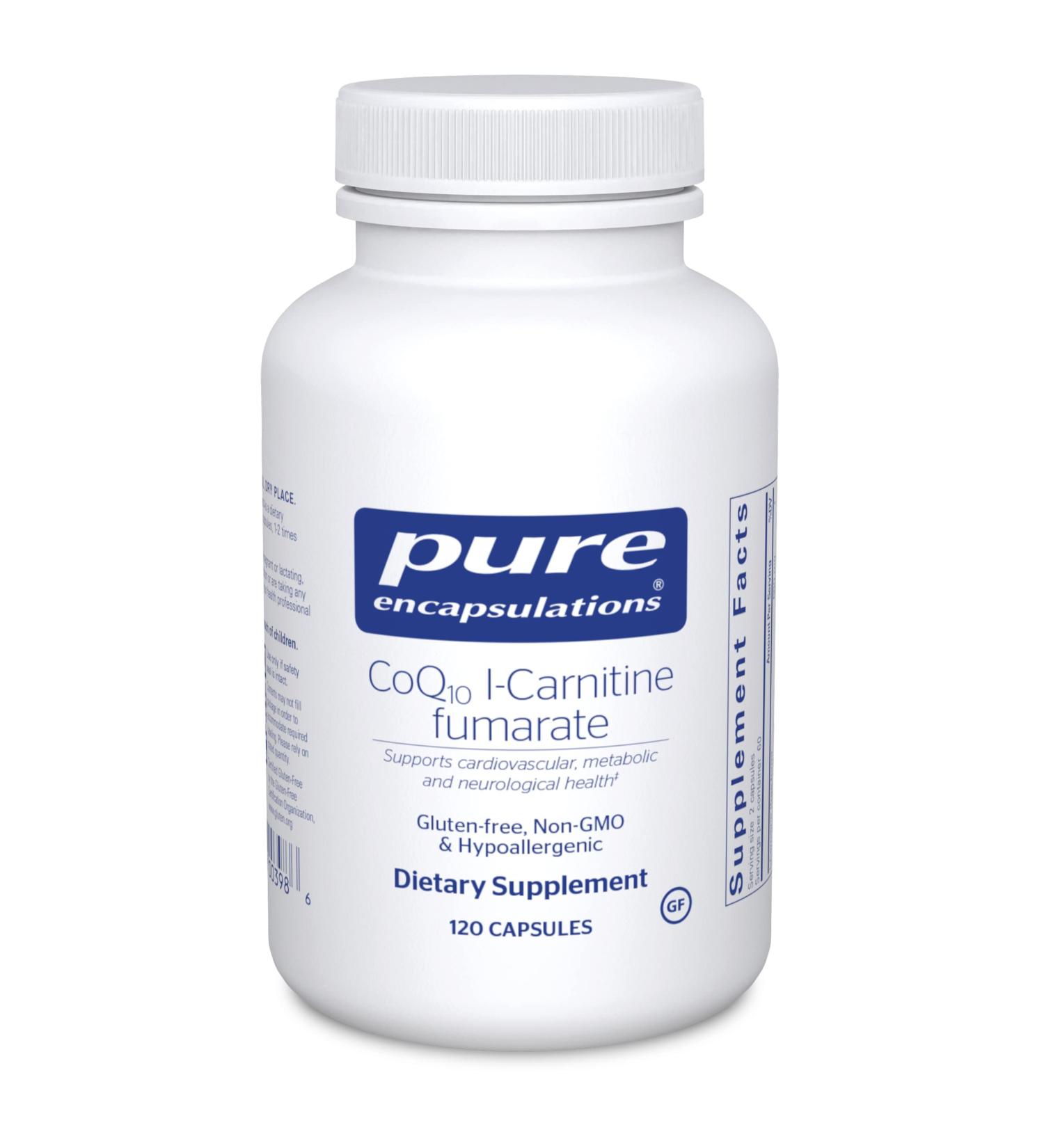 Pure Encapsulations CoQ10 l-Carnitine Fumarate 120 Capsules - Cardiovascular Support - Buy Online on GoSupps.com