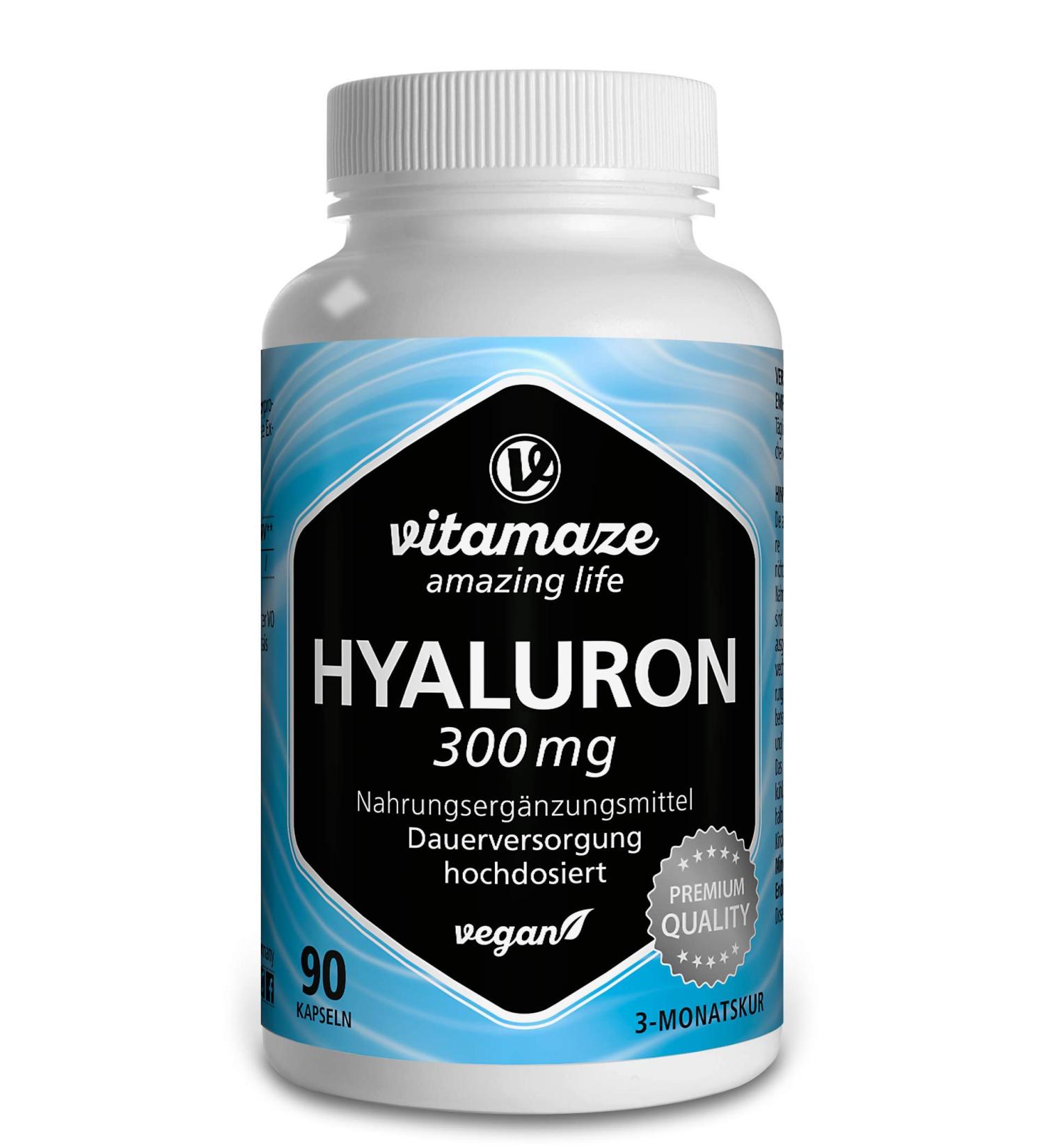 Hyaluronic Acid Capsules 300 mg | Vegan | 3-Month Supply | High Bioavailability | Additive-Free | Made in Germany - Buy Online on GoSupps.com
