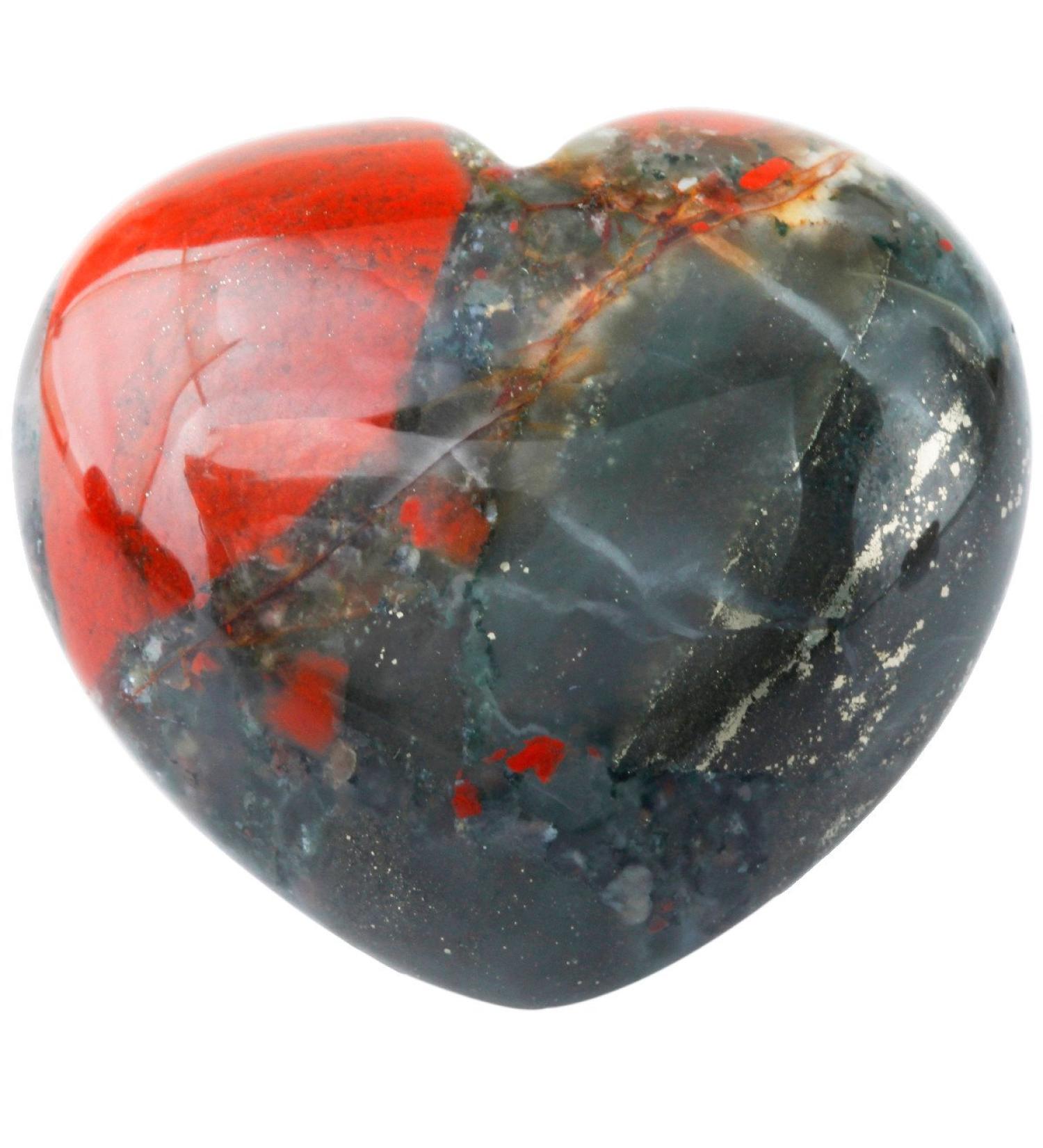 Nupuyai Africa Bloodstone Heart Palm Worry Stone 45mm - Chakra Reiki Healing Crystal for Home Decoration - Buy Online on GoSupps.com