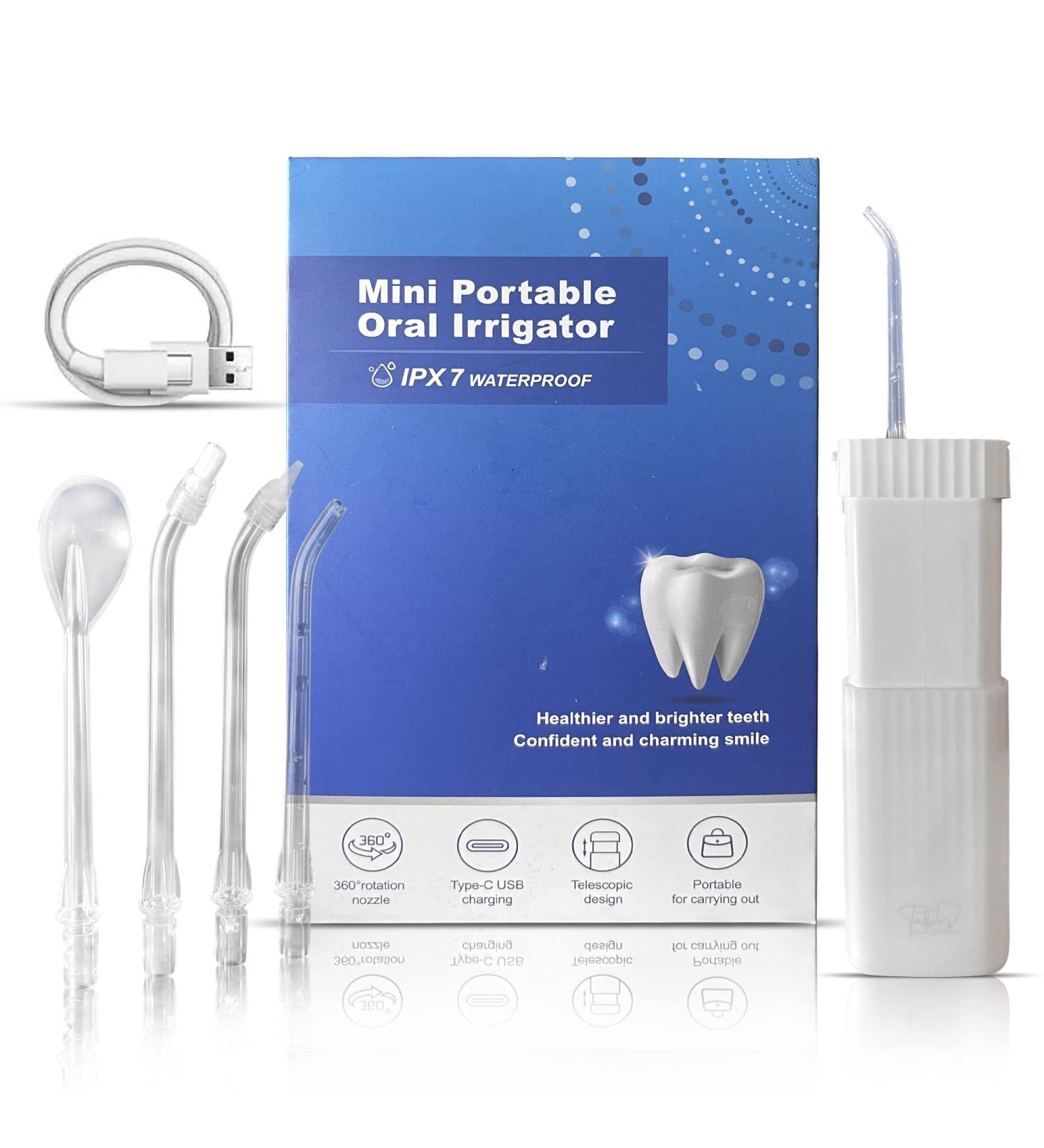 Shop Tuth Premium Dental Water Flosser - Portable Oral Irrigator with 4 Tips 3 Jet Settings IPX7 Waterproof - Ideal for Travel - Buy Online on GoSupps.com