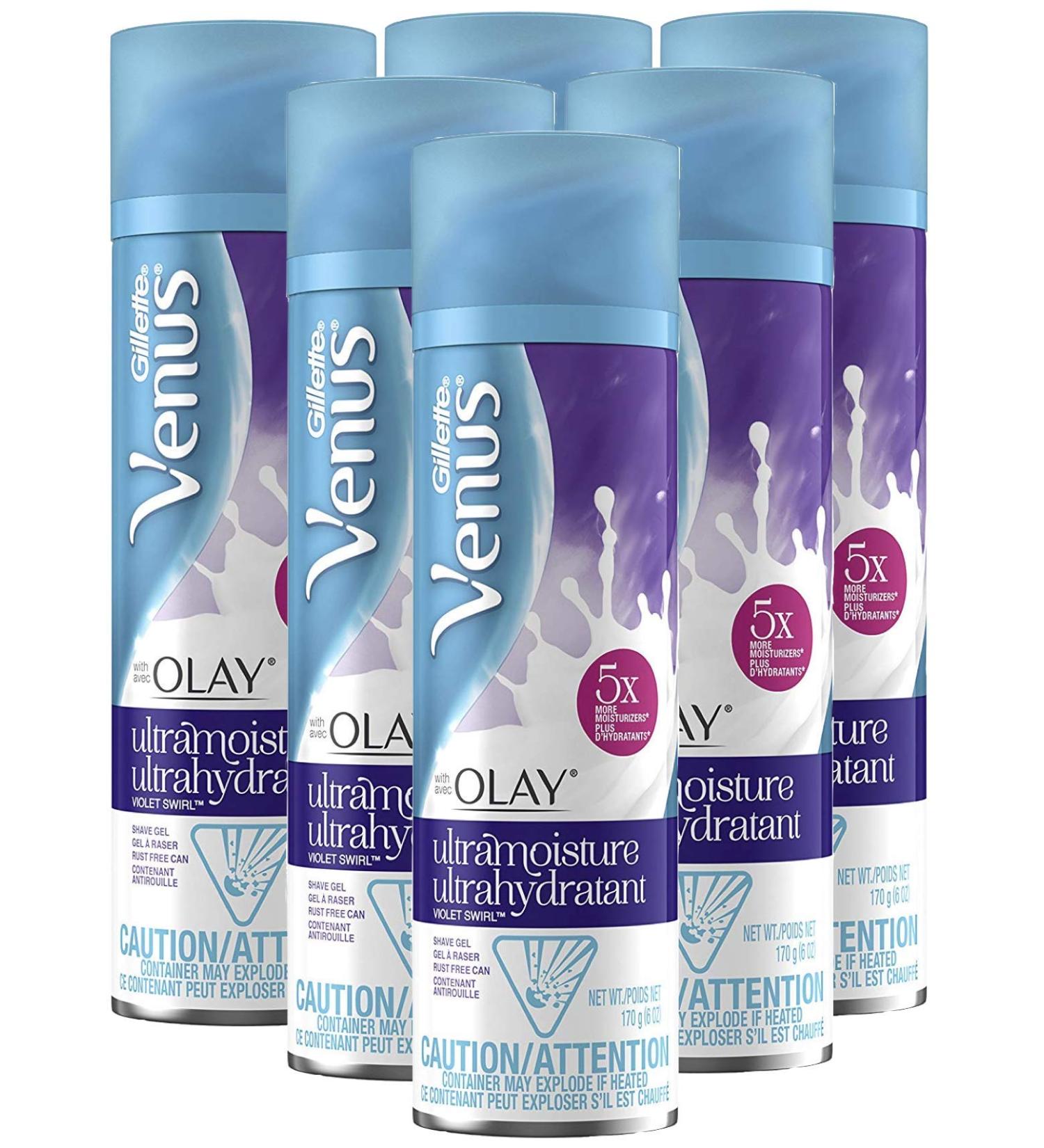 Venus Gillette with Olay UltraMoisture Women's Shave Gel - Violet Swirl - 36 Oz (Pack of 6) - Buy Online on GoSupps.com