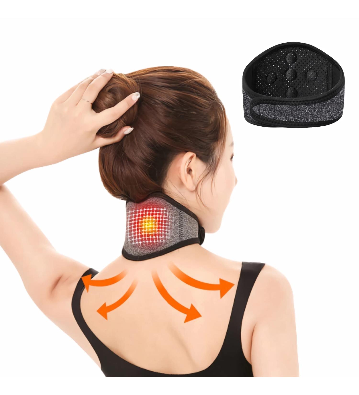 Self Heating Neck Brace for Pain Relief | Adjustable Magnetic Thermal Wrap for Arthritis Migraines & Neck Support - International Shipping Available - Buy Online on GoSupps.com