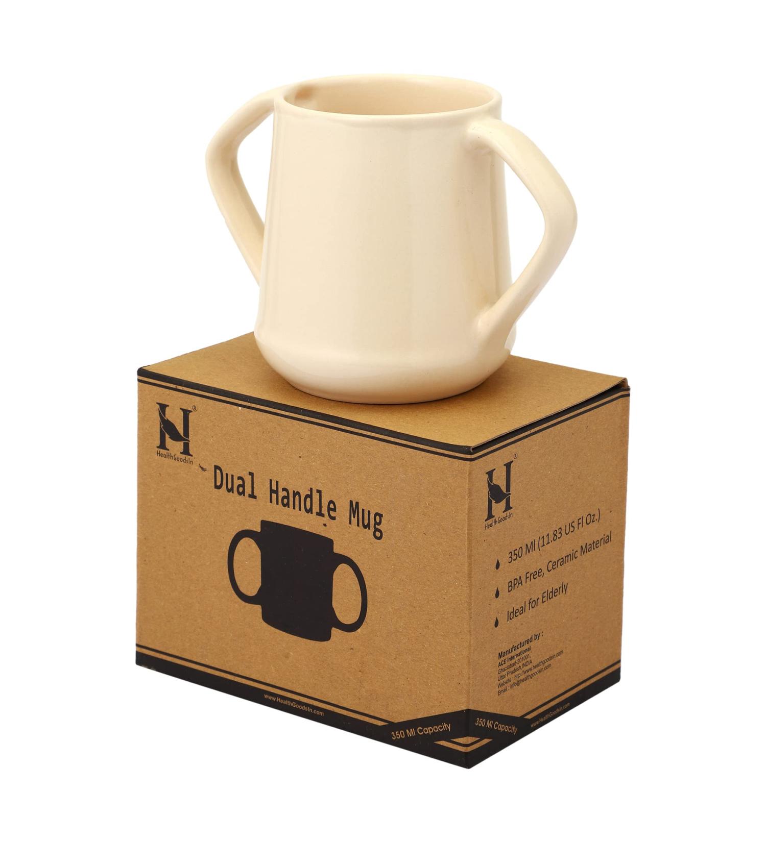 HealthGoodsIn BPA-Free Dual Handle Mug - Microwave Safe 11.83 US Fl. Oz. (350ml) - Dark Cream Color - Buy Online on GoSupps.com