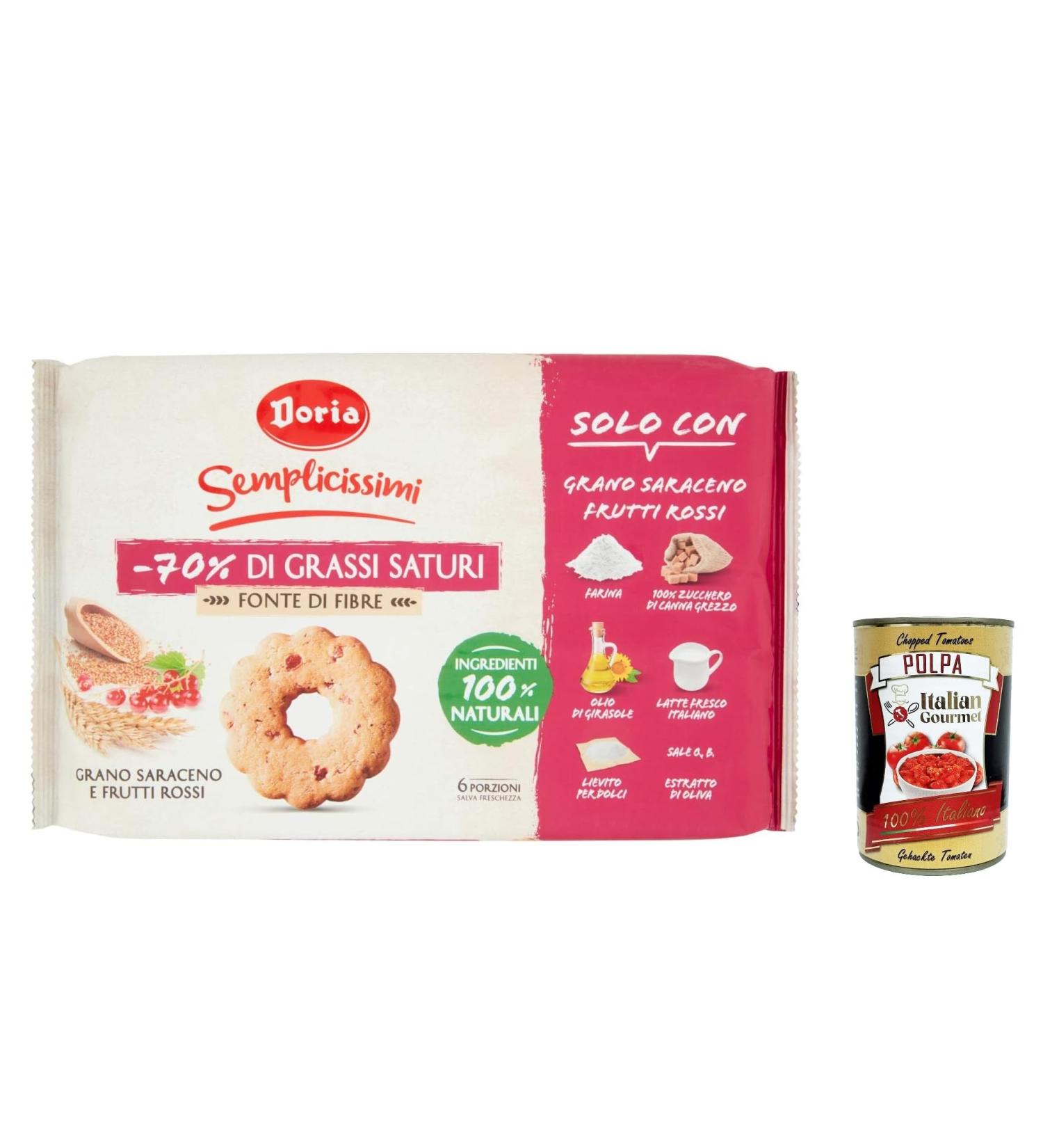  Italian Gourmet E.R. Doria Biscotti con Frutti Rossi e Grano Buckwheat Red Fruit and Buckwheat Cookies 280g + Italian Polpa Gourmet 400g - Buy Online on GoSupps.com