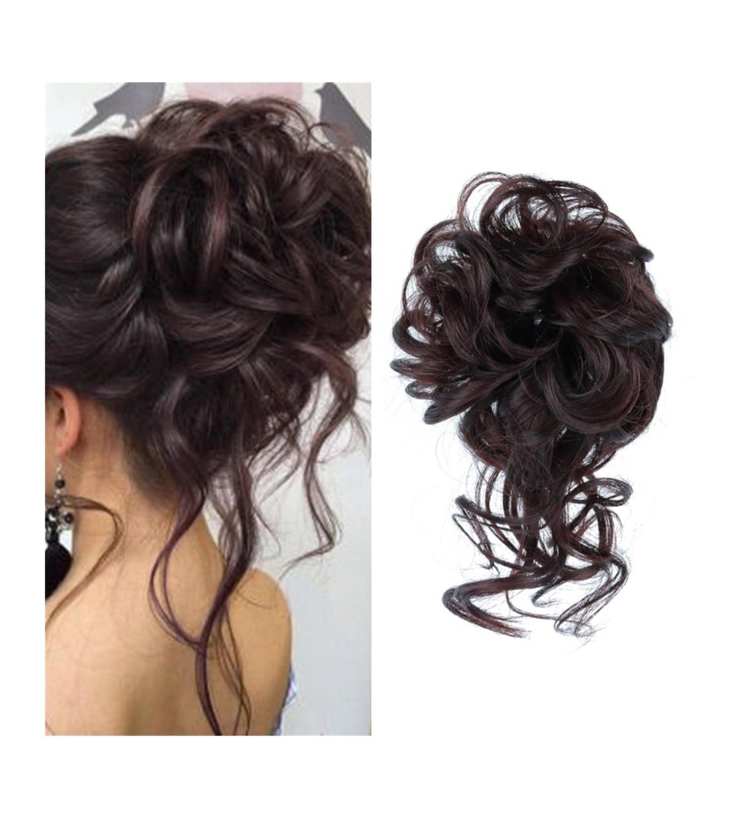 Messy Bun Hair Piece for Women Messy Bun Hair Piece Scrunchie Tousled Updo Hair Extensions Bun with Rubber Band Curly Wavy Ponytail Extensions Synthetic Chignon for Women Girls Fake Hair Accessories 2-33 - Buy Online on GoSupps.com
