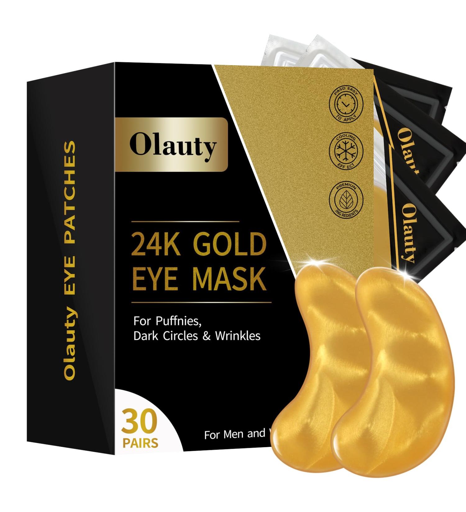 24K Gold Eye Mask - 30 Pairs for Puffy Eyes & Dark Circles Relief | Anti-Wrinkle Under Eye Gel Pads for Men & Women - International Shipping Available - Buy Online on GoSupps.com