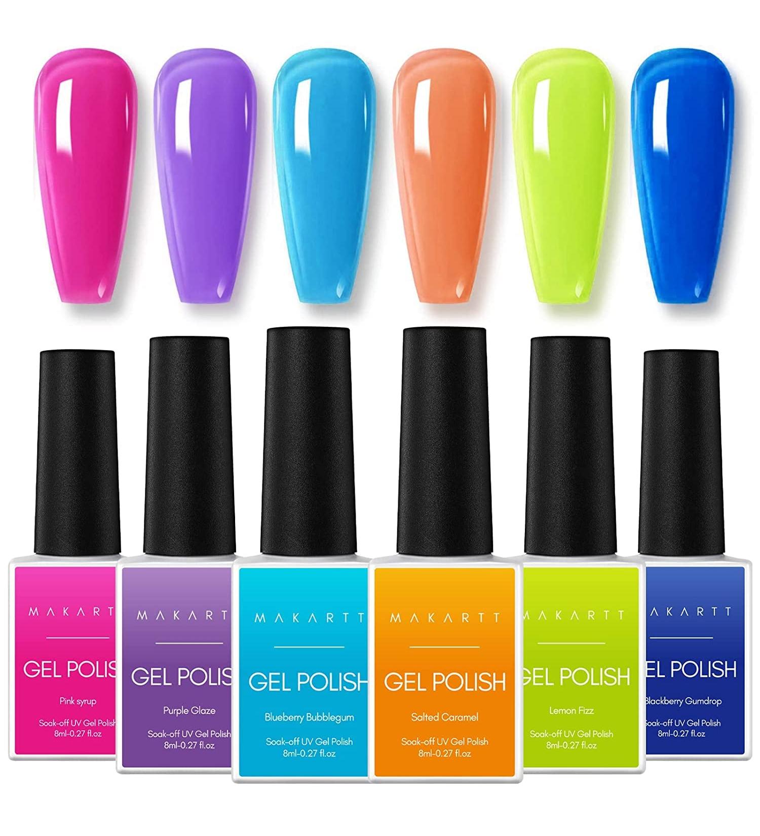 Makartt Jelly Gel Polish Set Pink Crystal Sweet Pastel Blue 2022 Nail Design Colours 10ML 6 Bottles Soak Off Nail Gel Polish with Gift Box Jelly Gel-bright 10 ml (Pack of 6) - Buy Online on GoSupps.com