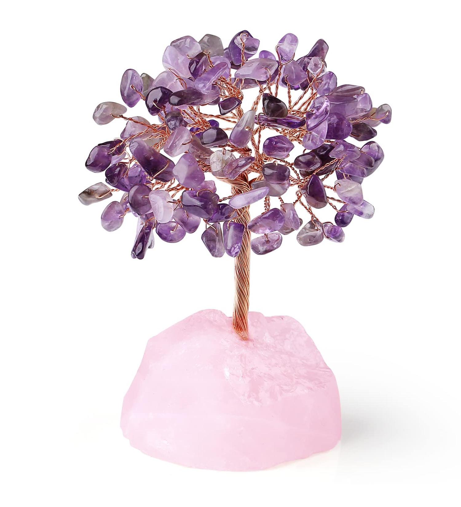 Xiannvxi Crystals Tree of Life Decoration | Amethyst & Rose Quartz Feng Shui Bonsai | Natural Gemstone Happiness Reiki - Buy Online on GoSupps.com