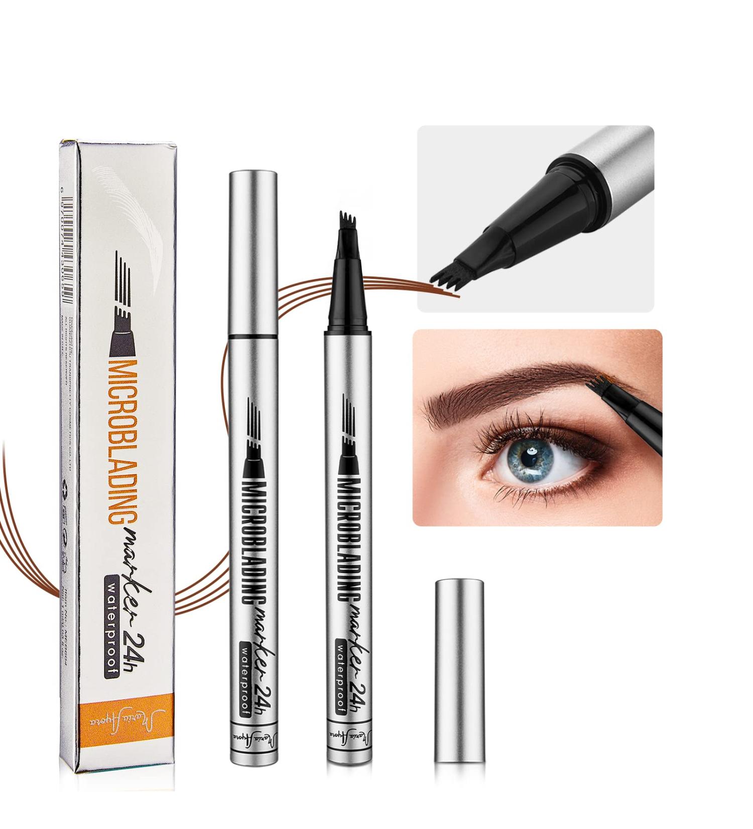 MARIA AYORA Light Brown Eyebrow Pencil 2 Pcs - Microblade Pen for Waterproof & Long-Lasting Eye Brow Makeup - Buy Online on GoSupps.com