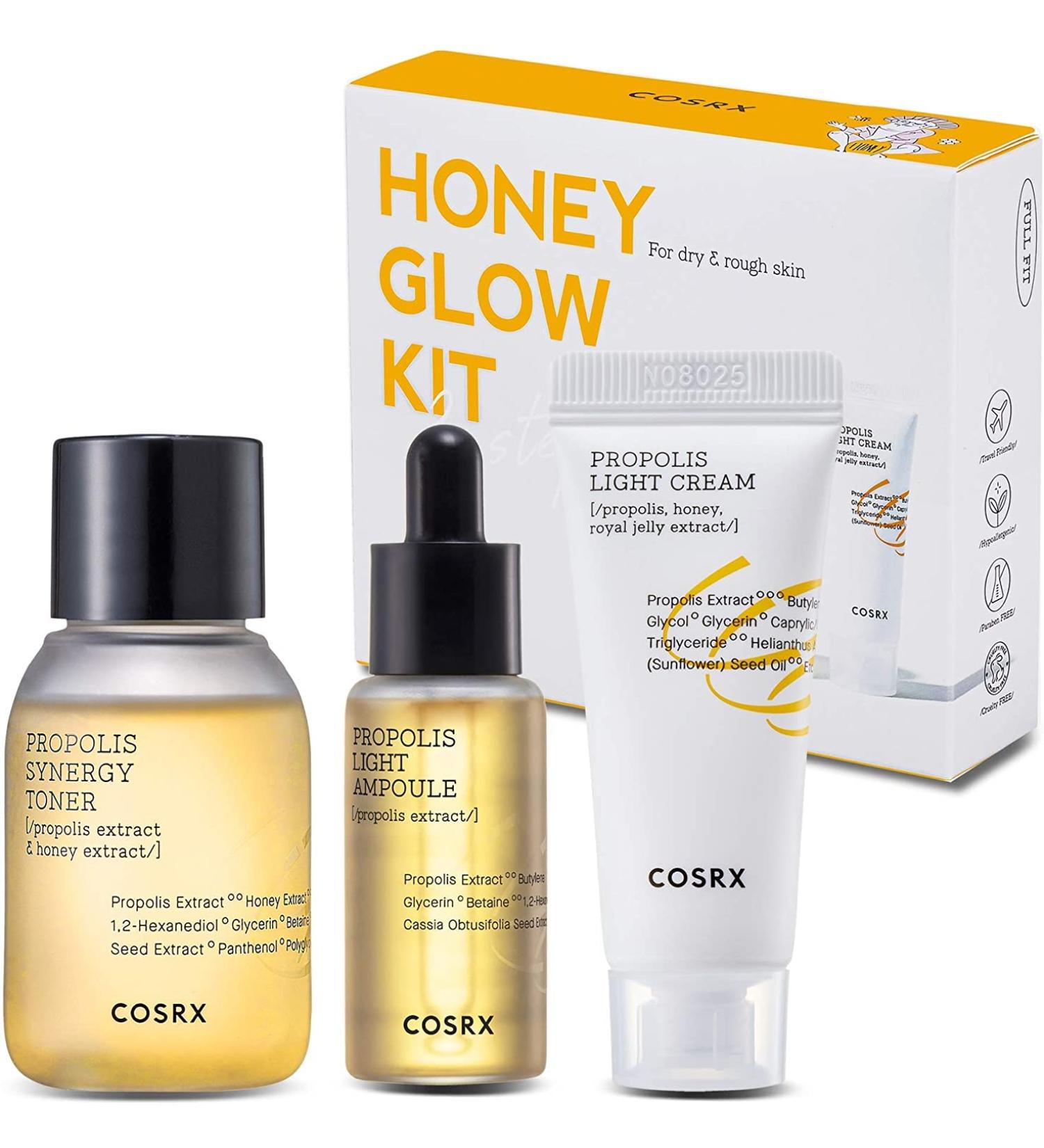 COSRX Honey Glow Kit: Propolis Toner, Ampoule & Cream for Moisturizing and Hydrating Skin - Buy Online on GoSupps.com